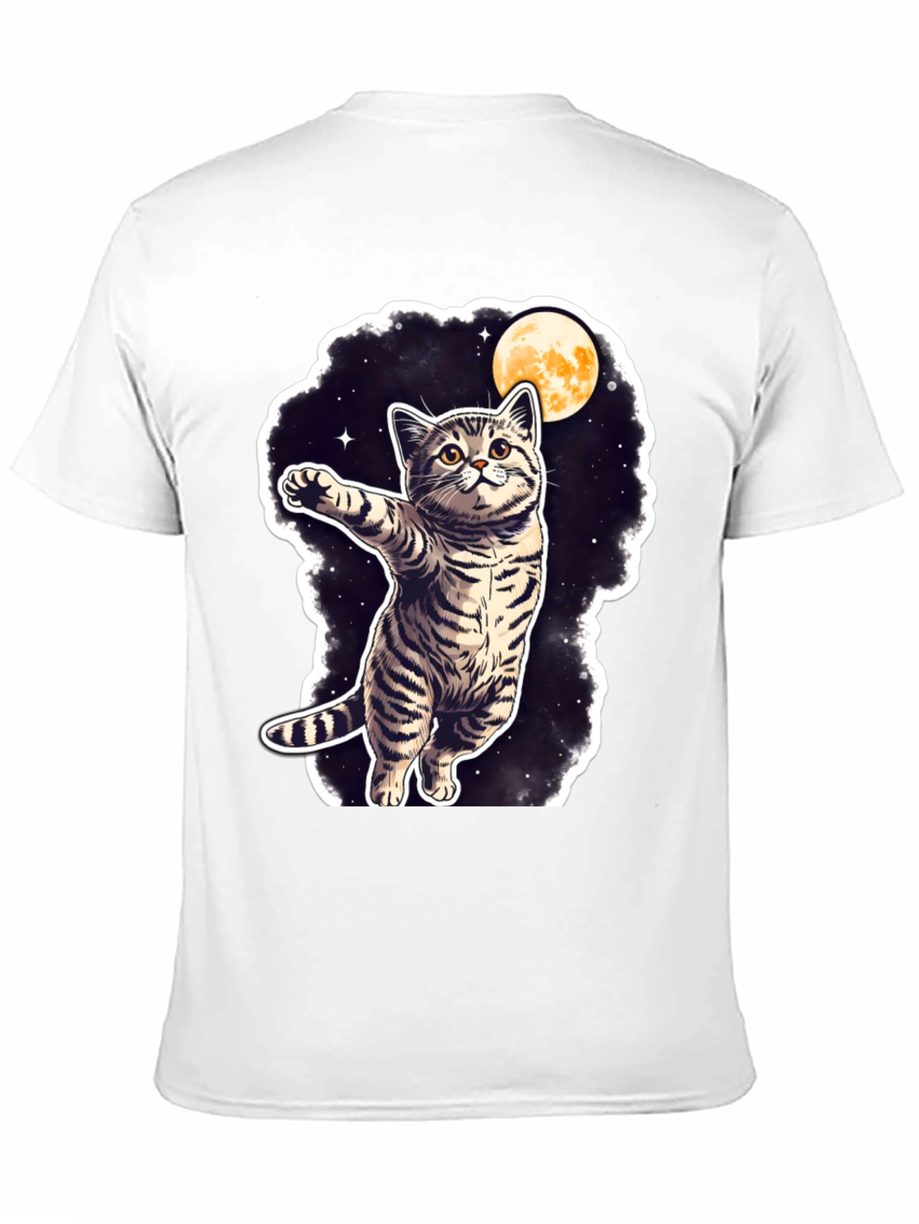 Cosmic Cat T-Shirt - Moon & Stars Design