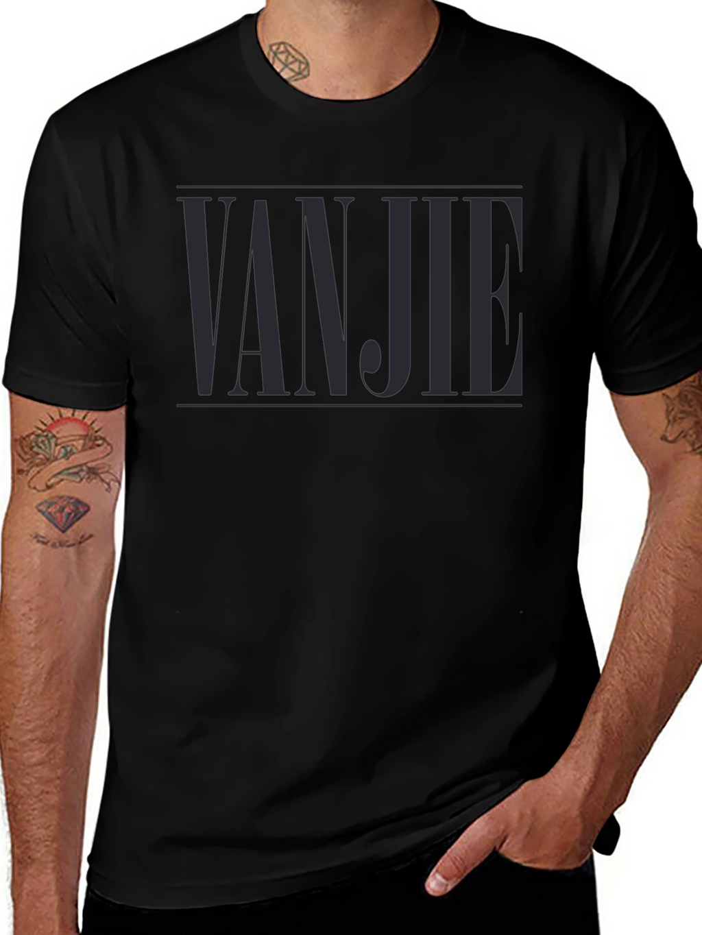 VANJIE Tee - Stylish Black Graphic T-Shirt