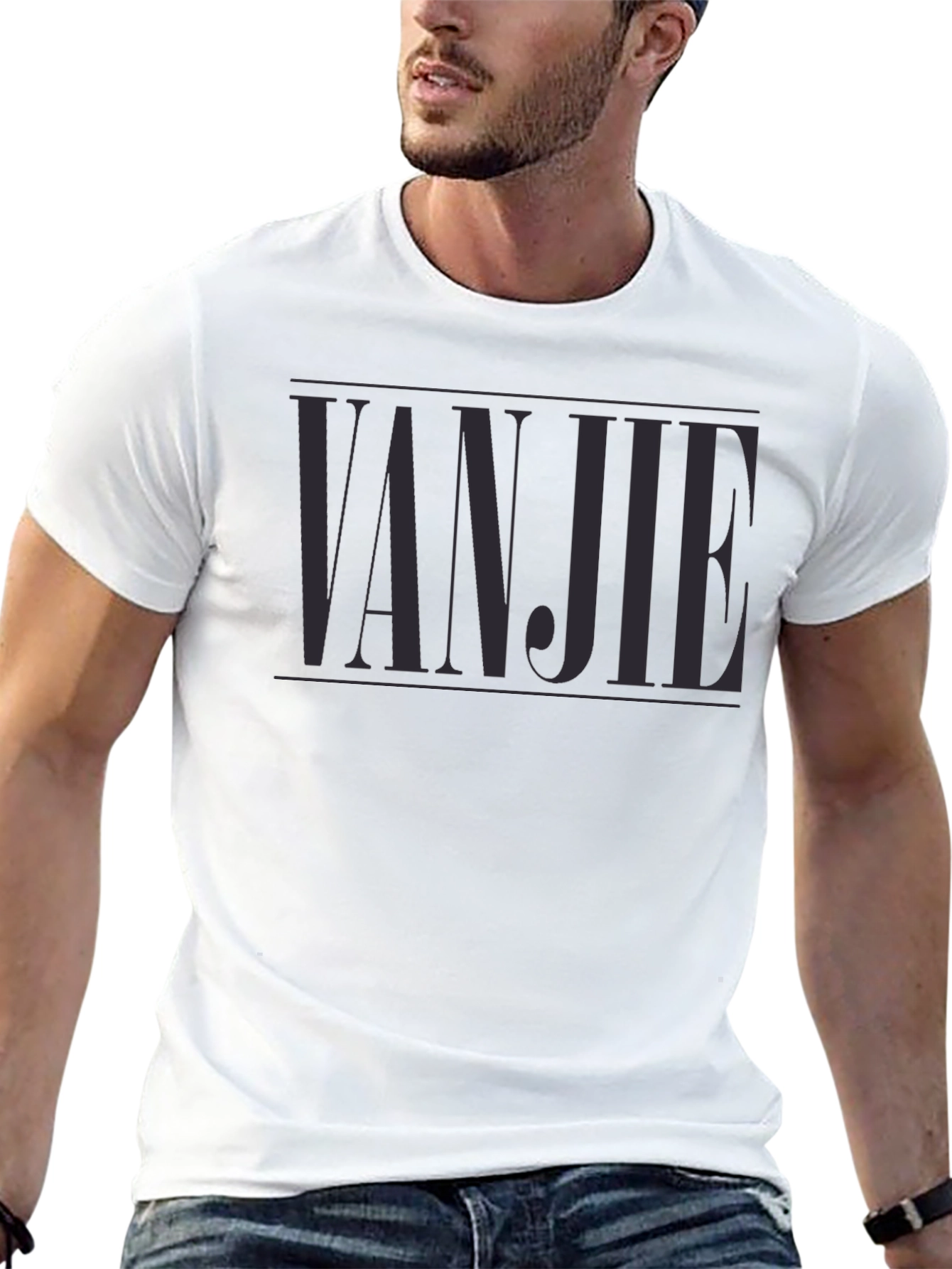 VANJIE Tee - Stylish Black Graphic T-Shirt