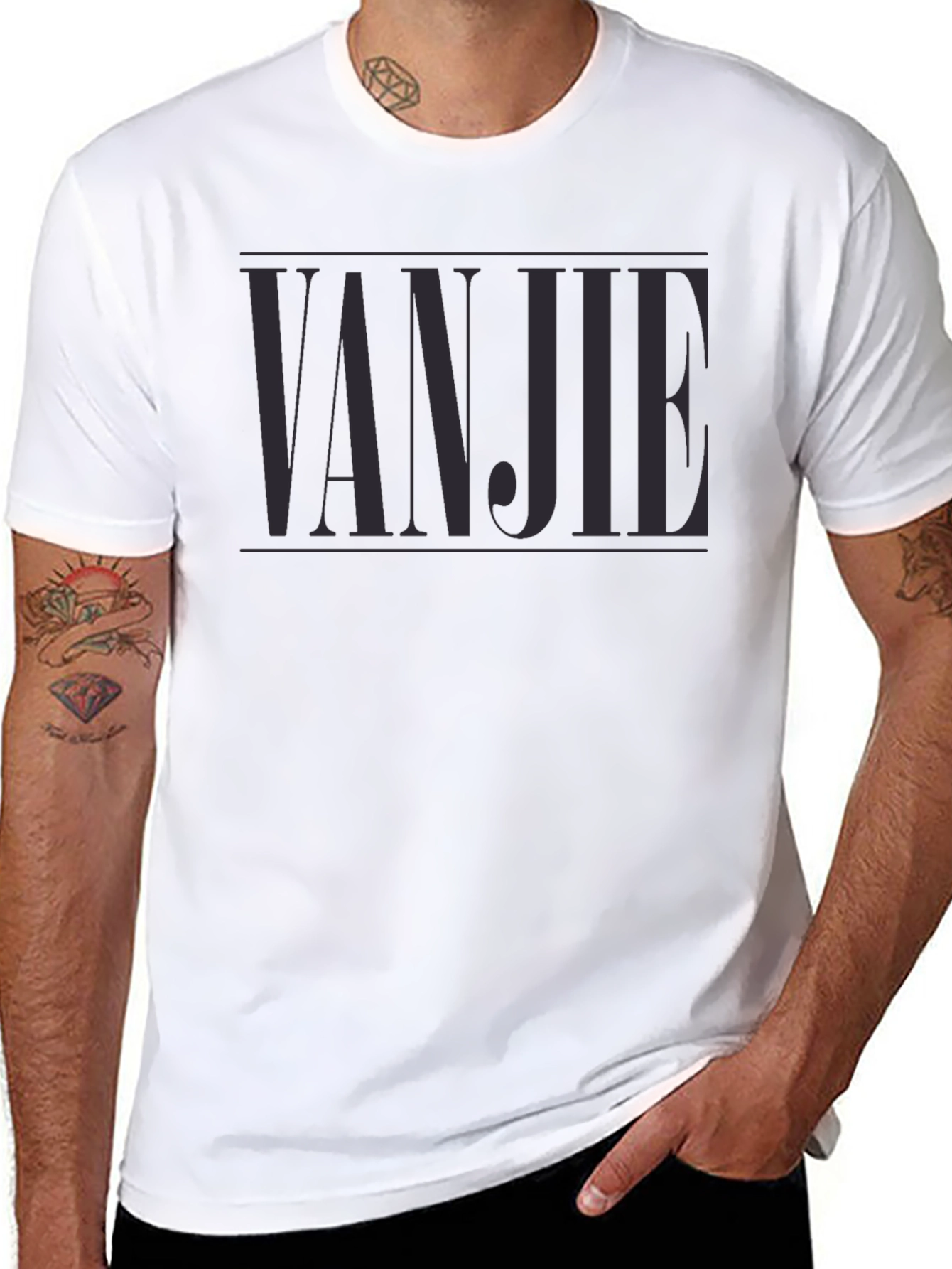 VANJIE Tee - Stylish Black Graphic T-Shirt