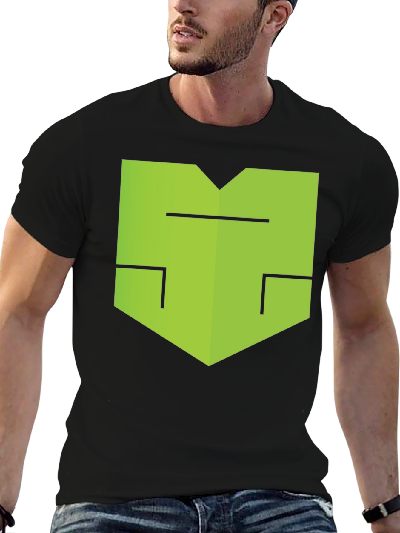 Modern Geometric Graphic Tee - Black