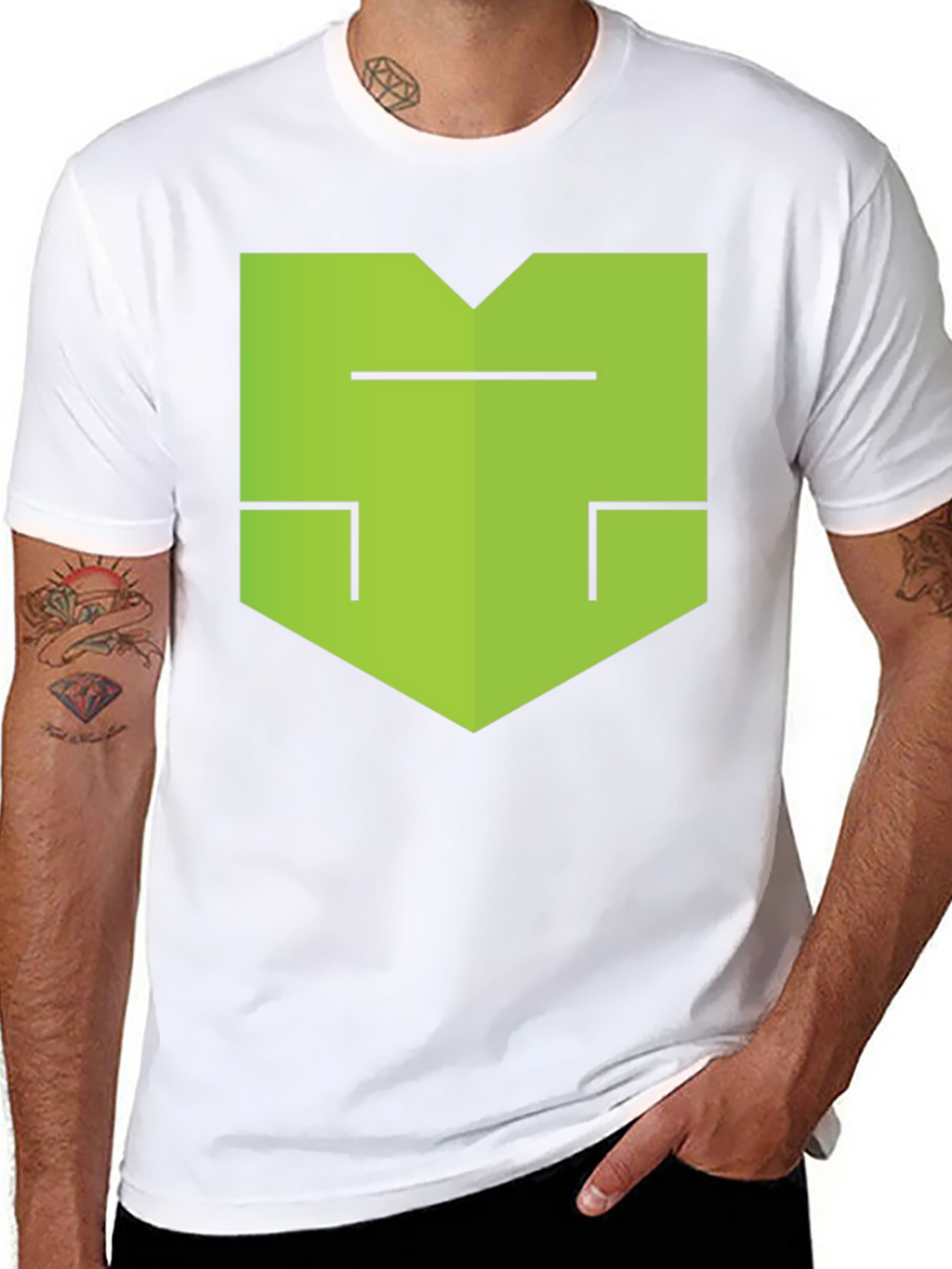 Modern Geometric Graphic Tee - Black