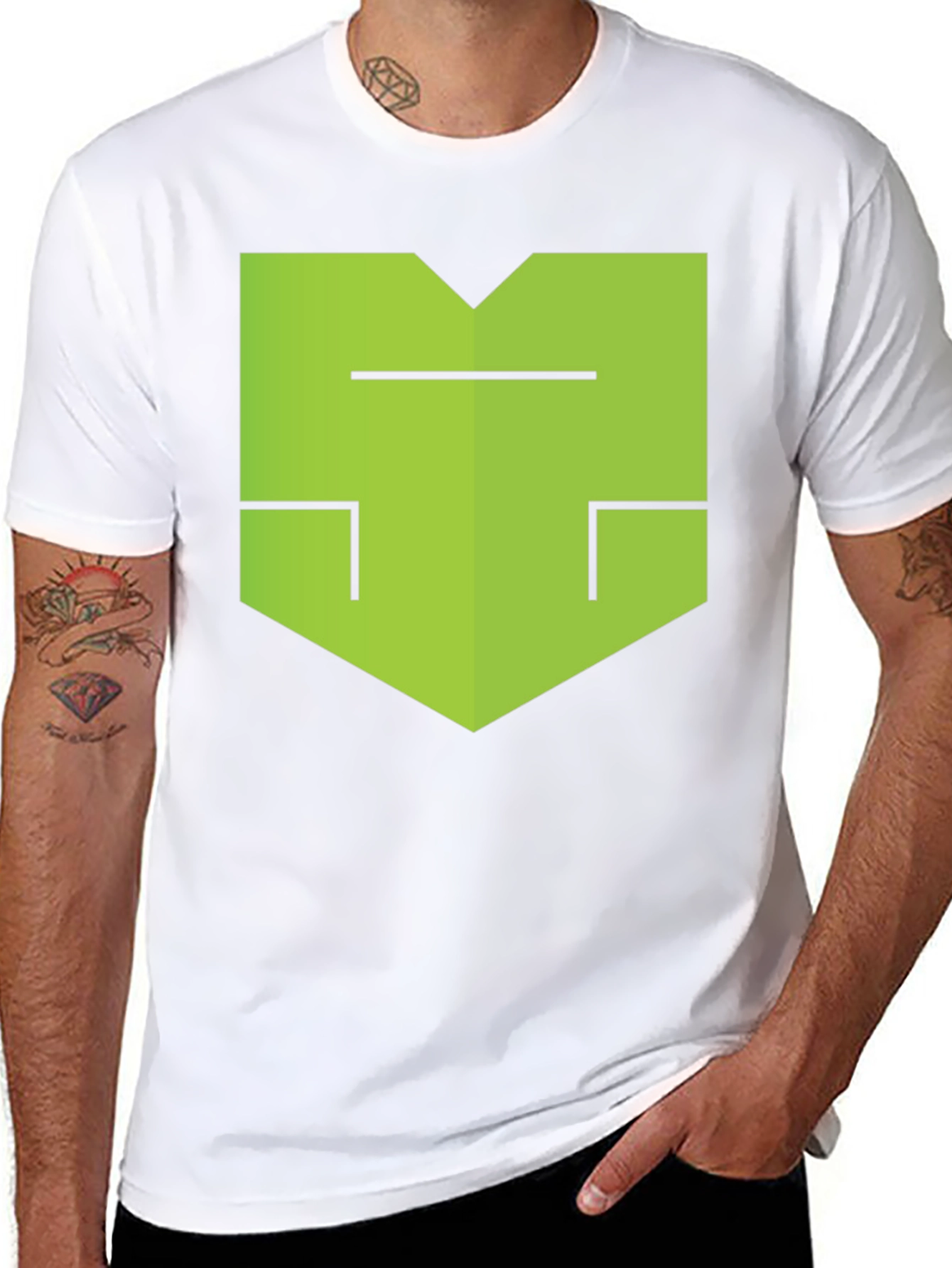 Modern Geometric Graphic Tee - Black