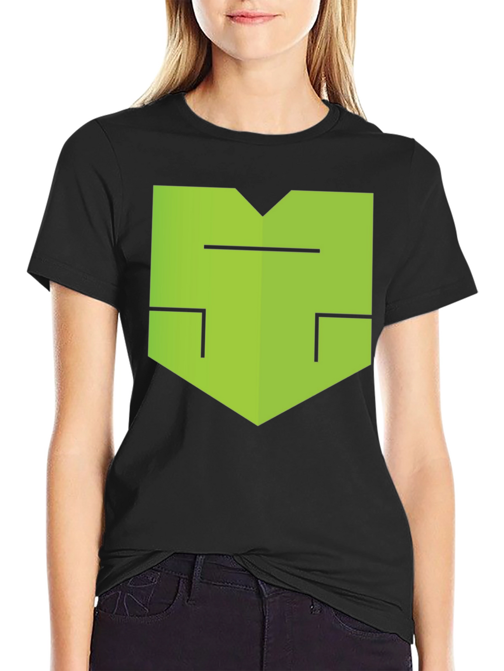 Modern Geometric Graphic Tee - Black