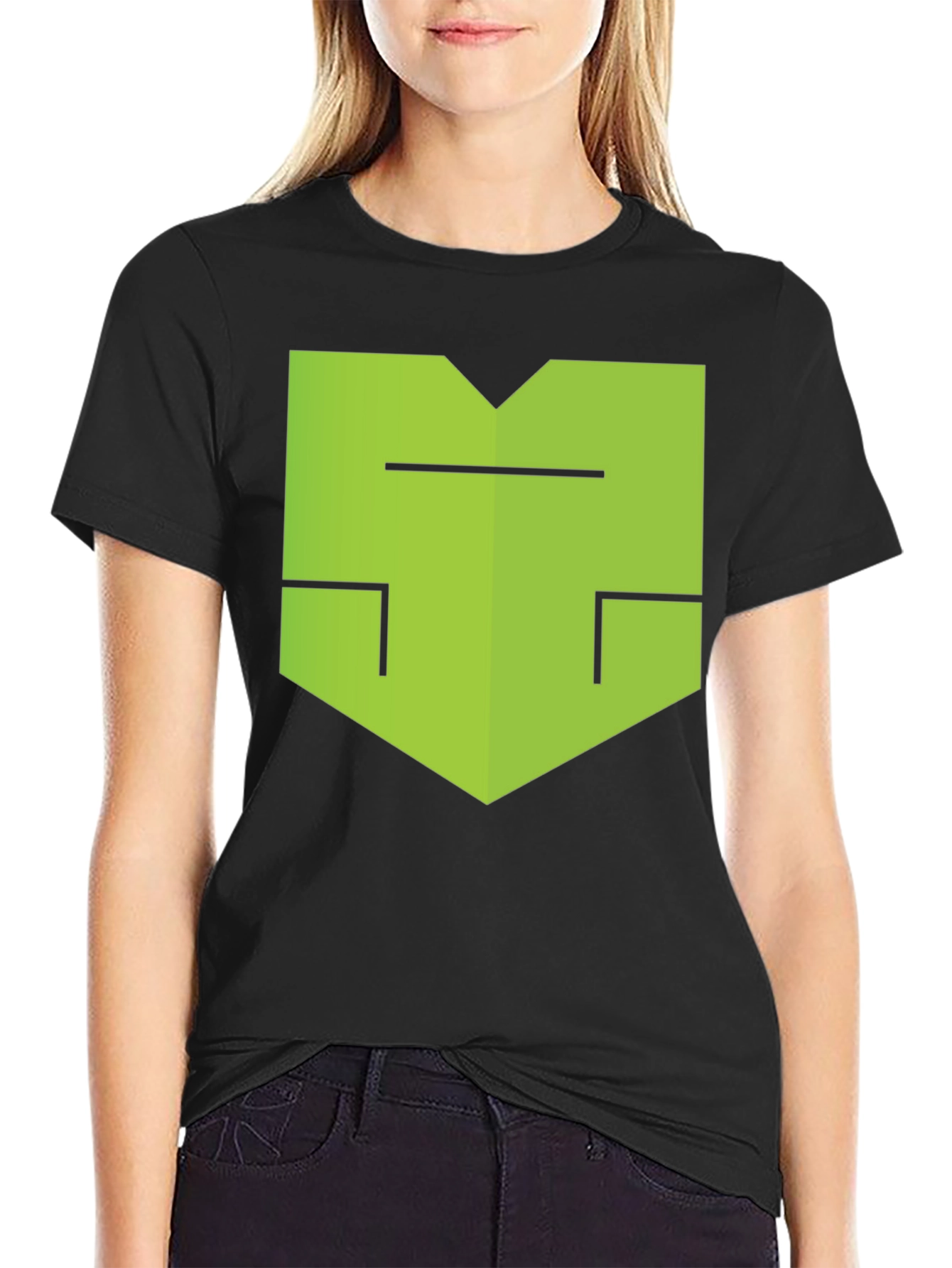 Modern Geometric Graphic Tee - Black