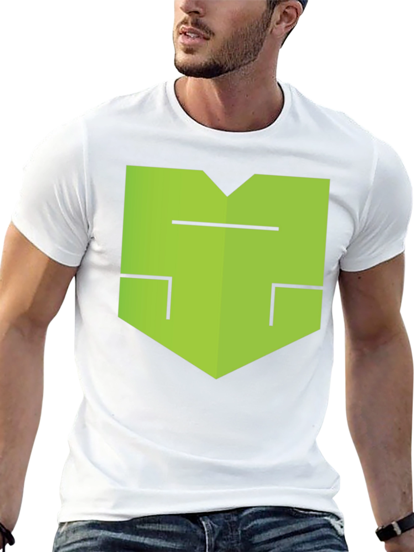 Modern Geometric Graphic Tee - Black