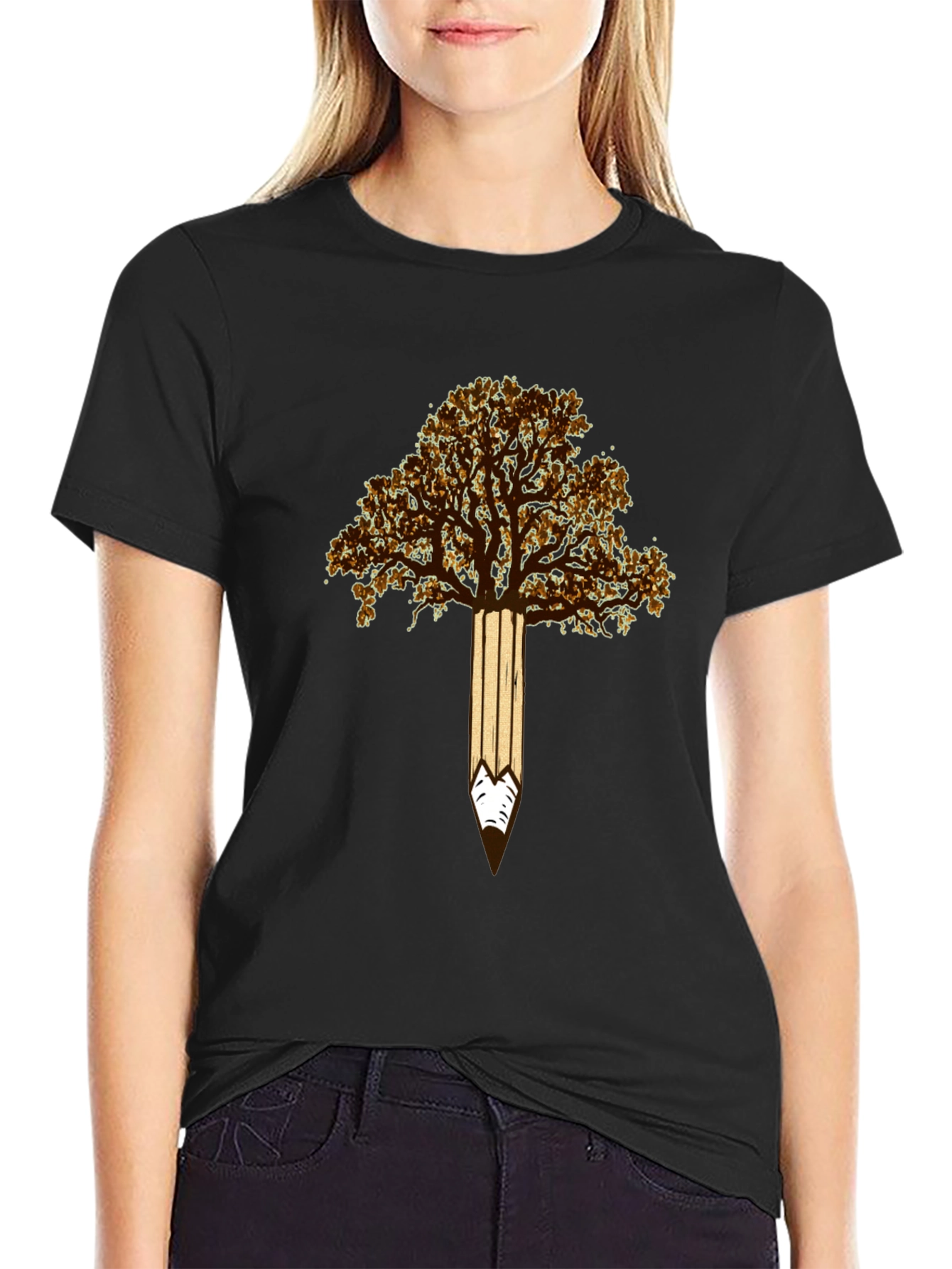 Tree Pencil Graphic Tee - Nature Inspired Design