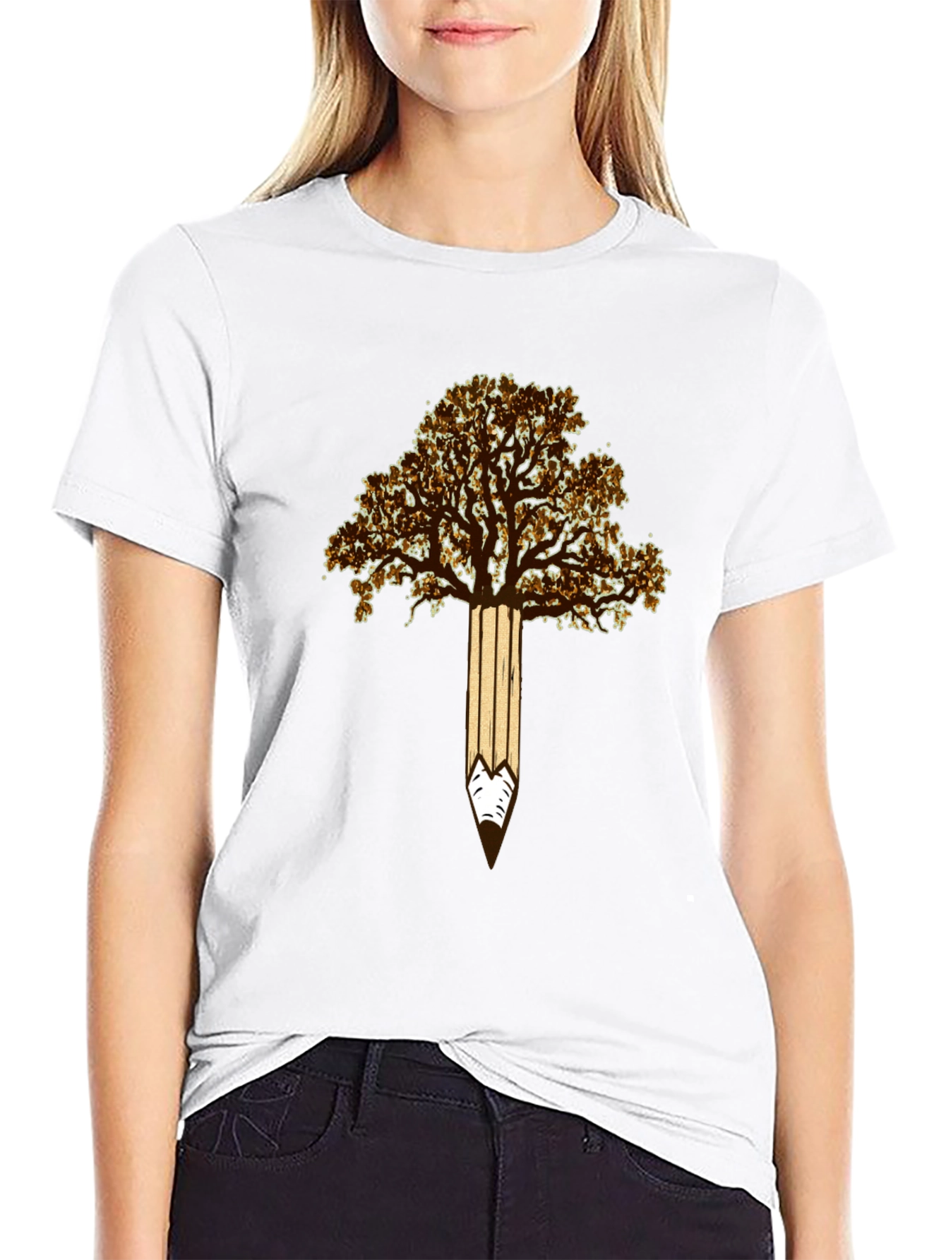 Tree Pencil Graphic Tee - Nature Inspired Design