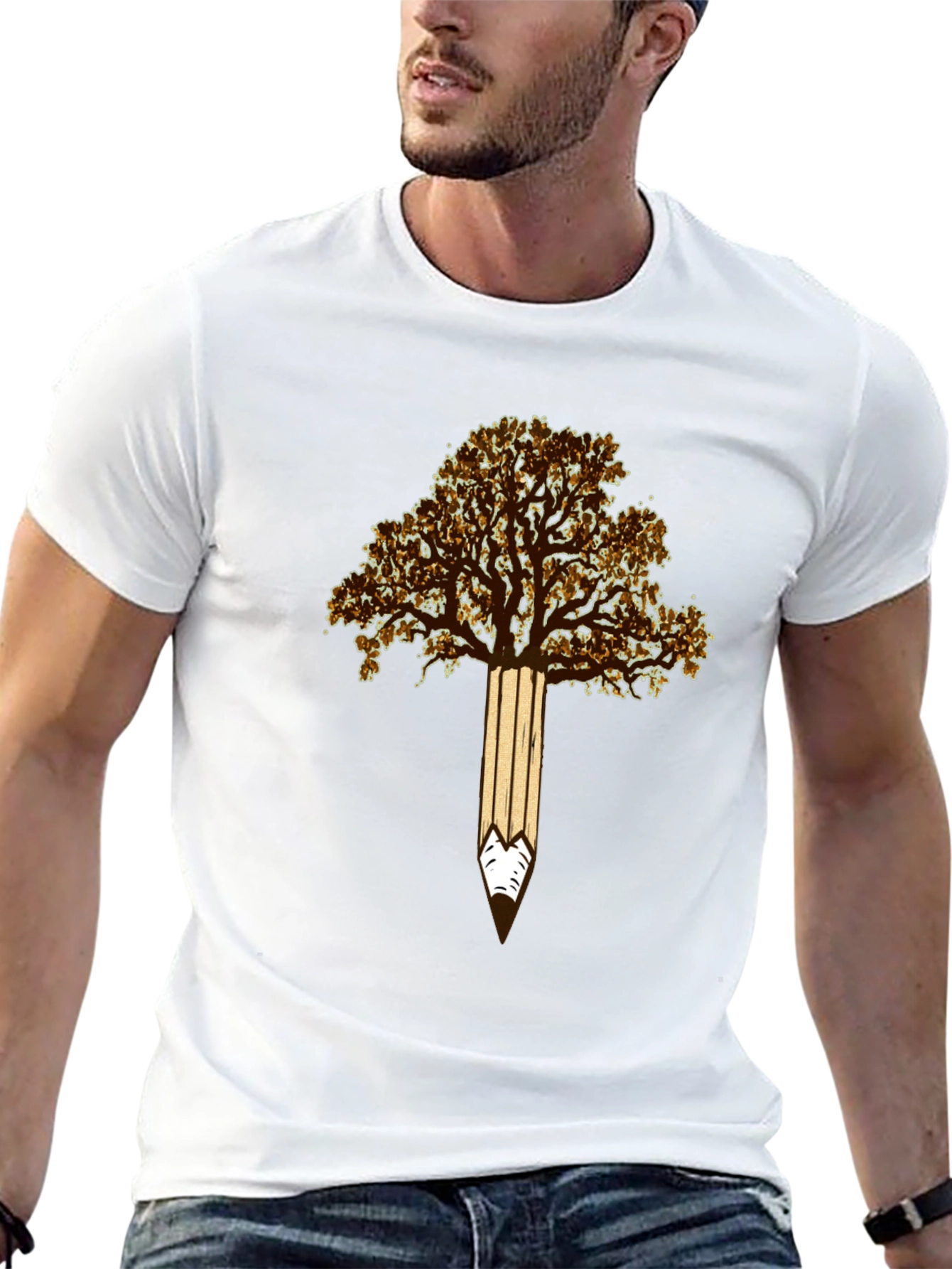 Tree Pencil Graphic Tee - Nature Inspired Design