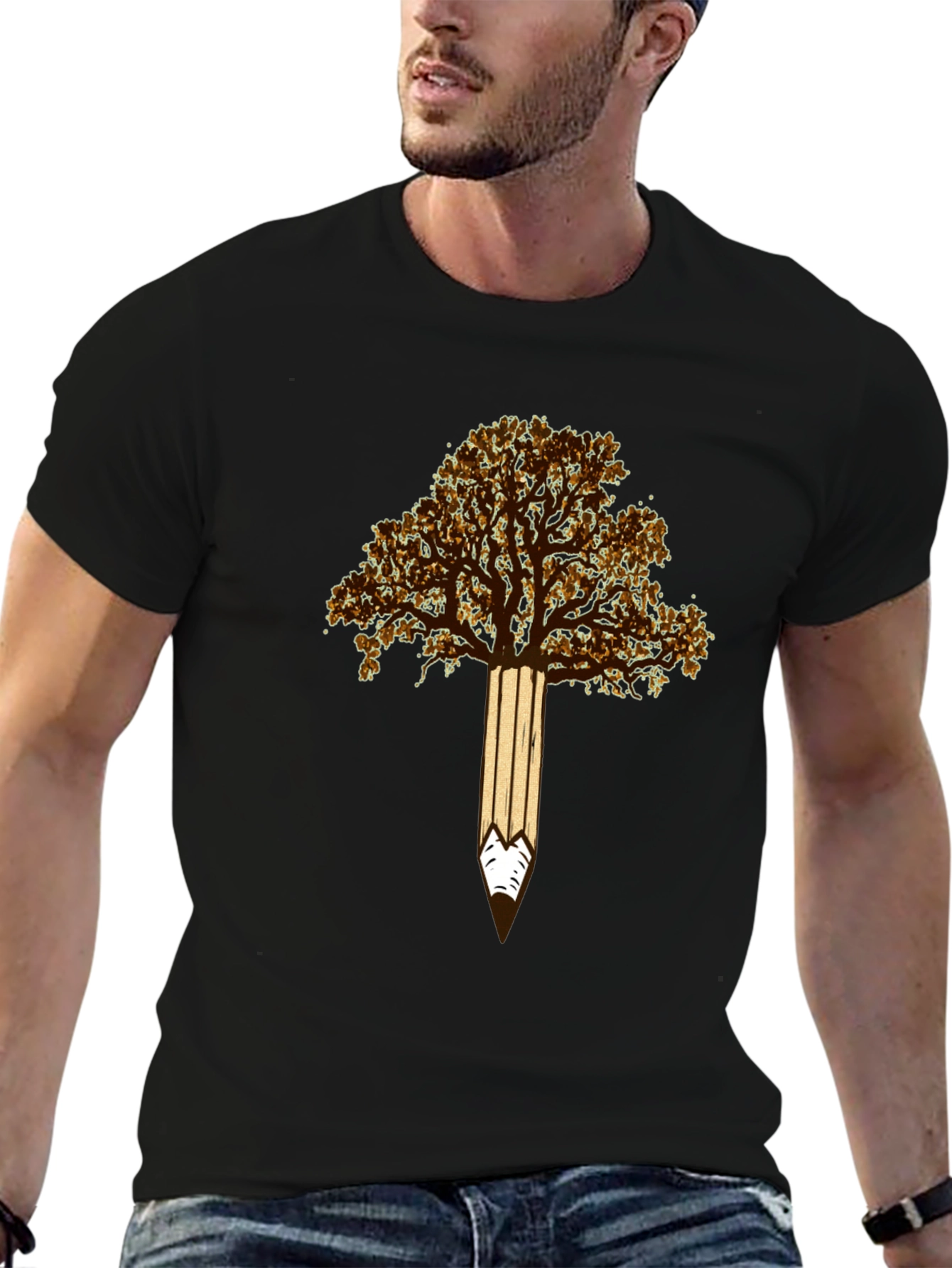 Tree Pencil Graphic Tee - Nature Inspired Design