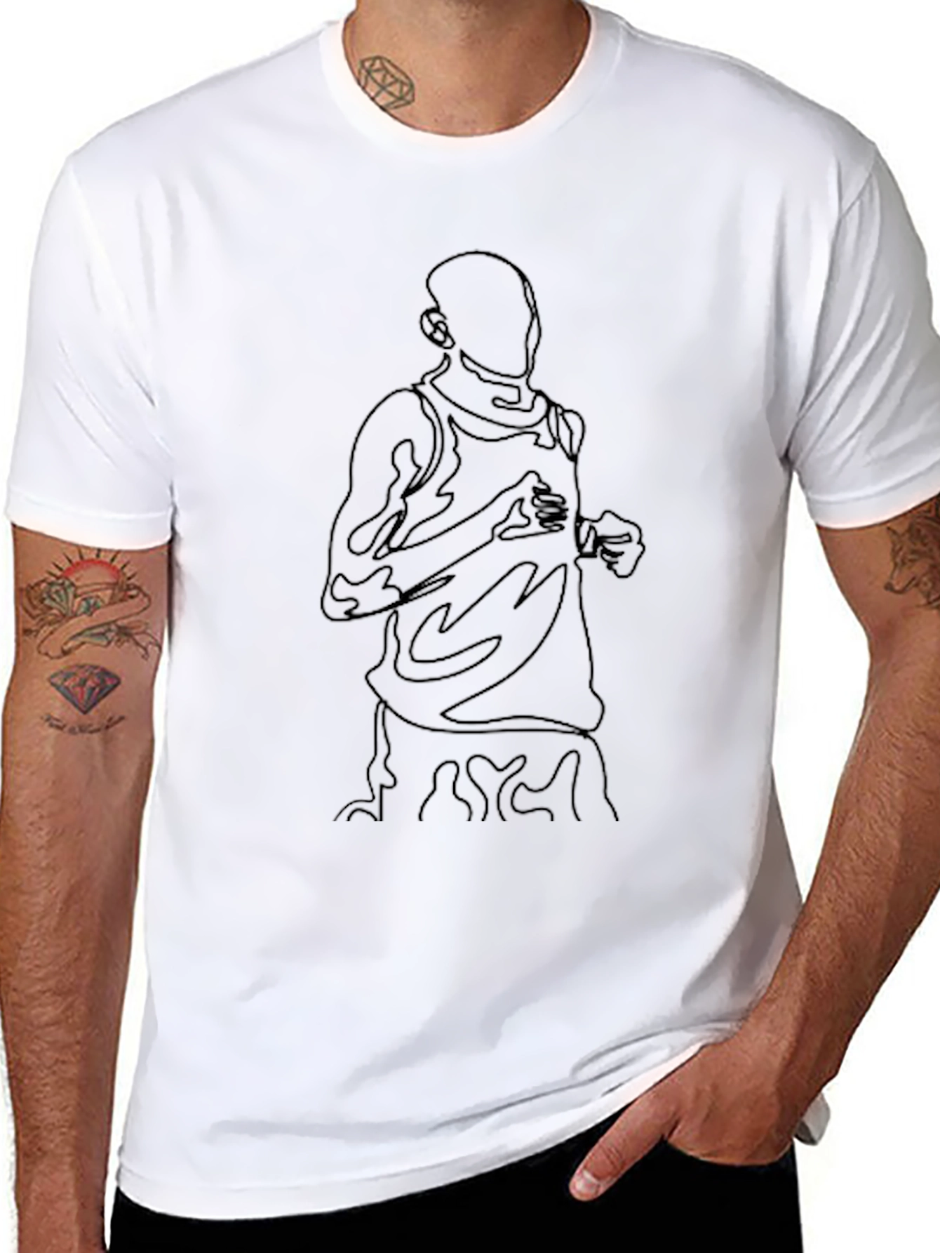 Abstract Line Art Graphic T-Shirt - Modern Style
