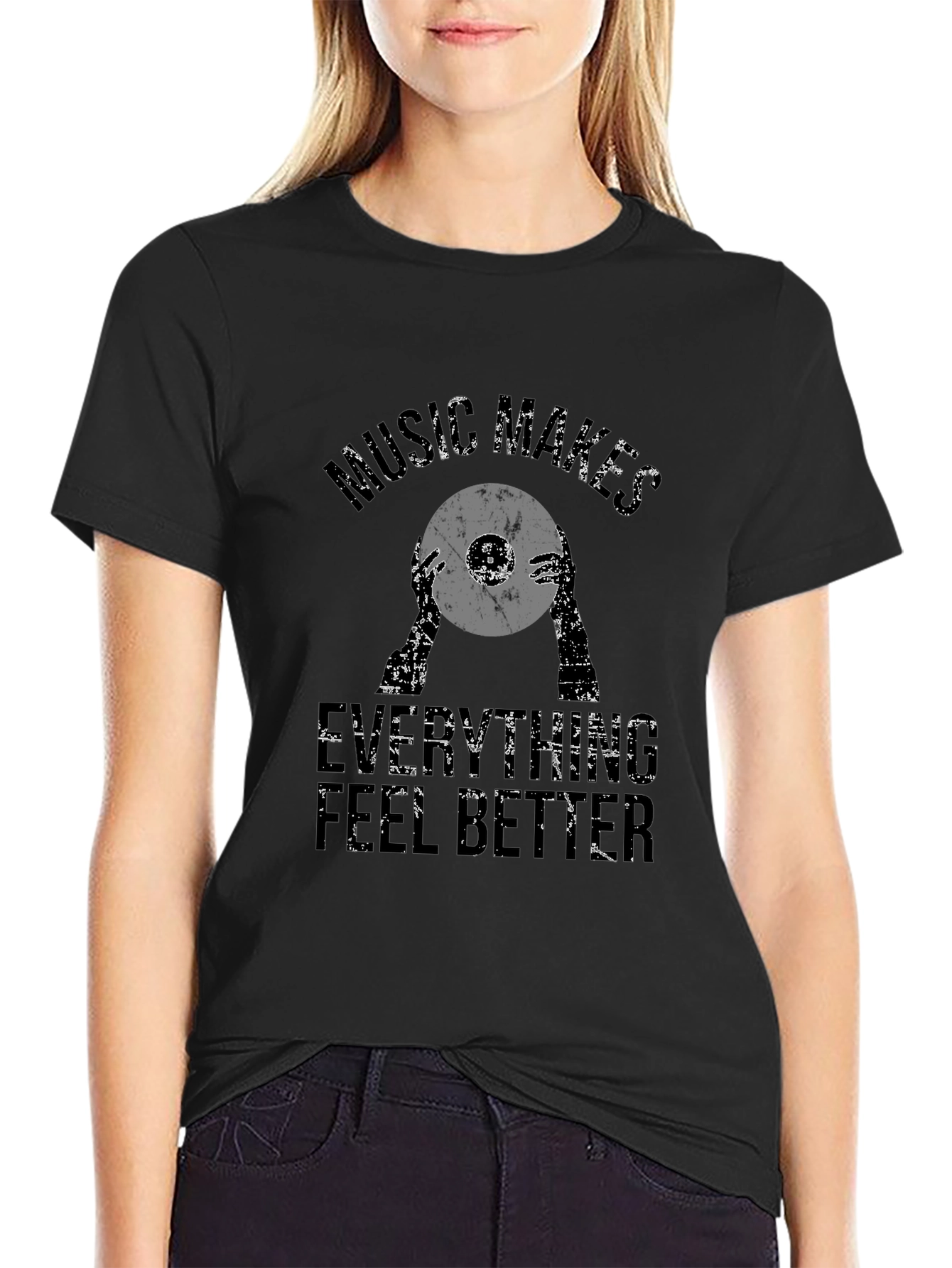 Music Makes Everything Better Black Graphic Tee