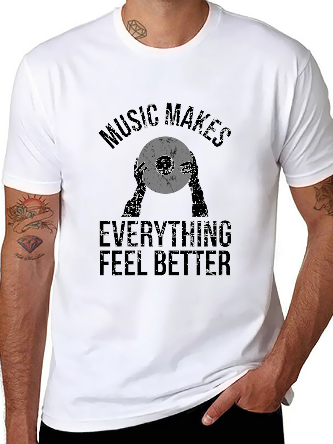 Music Makes Everything Better Black Graphic Tee
