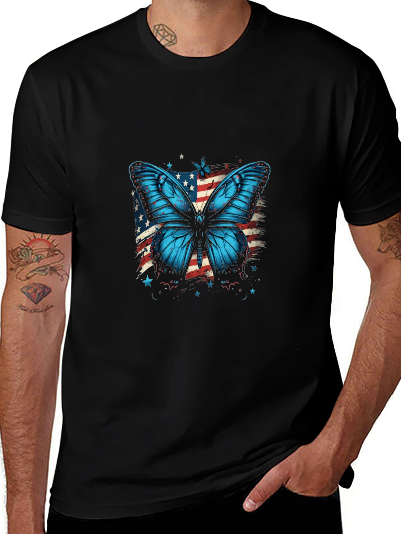 Butterfly USA Flag Graphic Tee