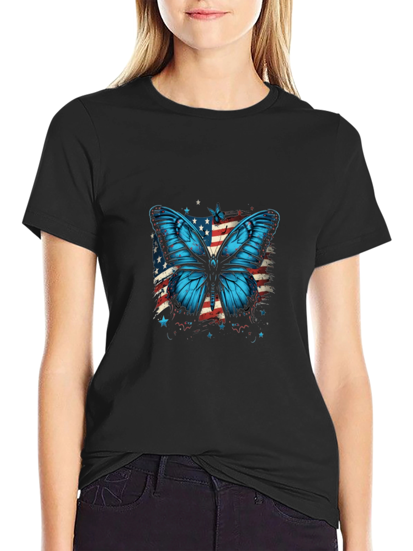 Butterfly USA Flag Graphic Tee