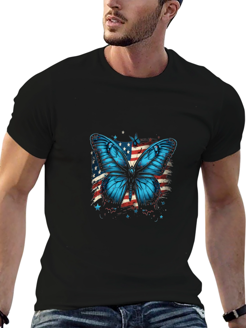 Butterfly USA Flag Graphic Tee