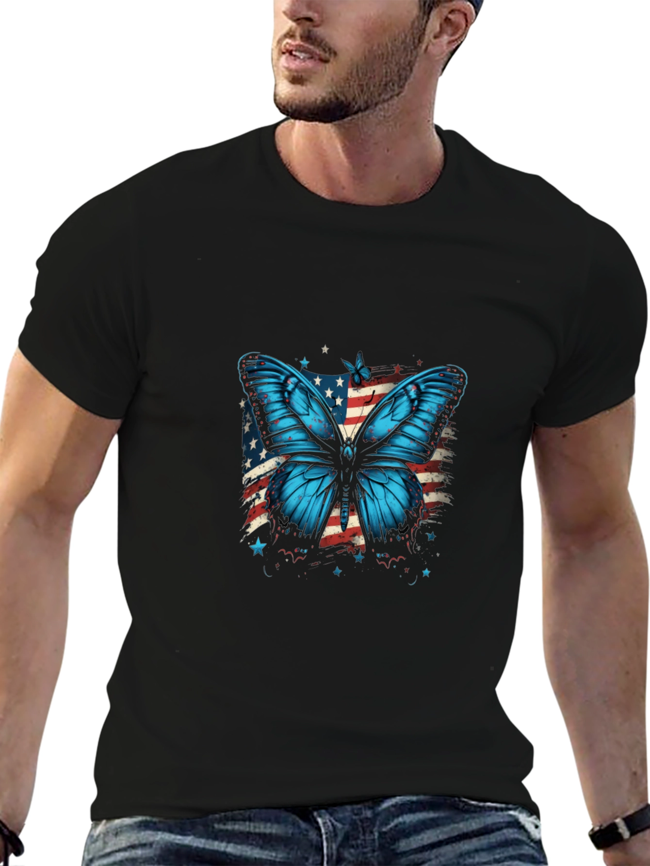 Butterfly USA Flag Graphic Tee