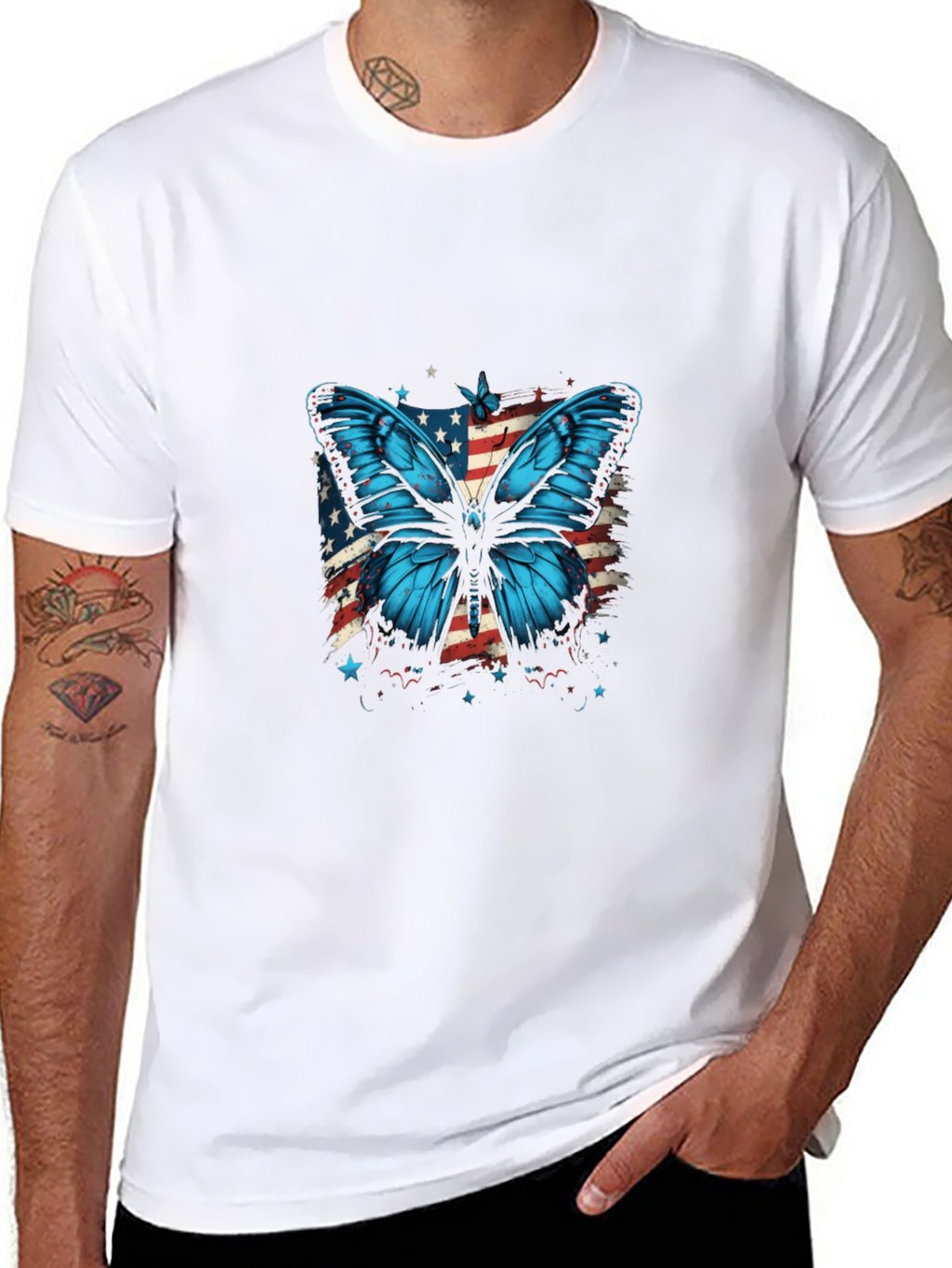 Butterfly USA Flag Graphic Tee