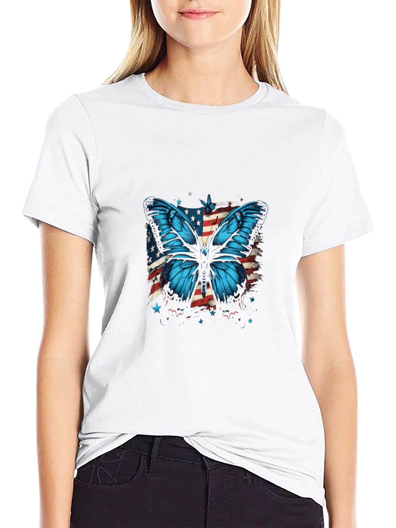 Butterfly USA Flag Graphic Tee