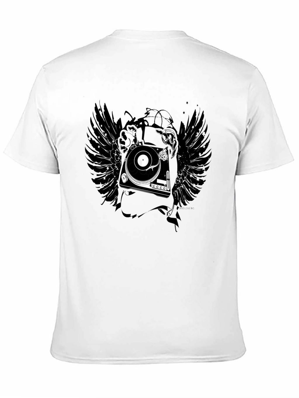 DJ Turntable Wings Black Graphic Tee