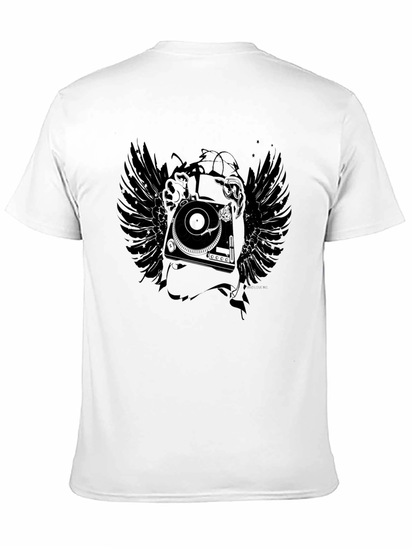 DJ Turntable Wings Black Graphic Tee