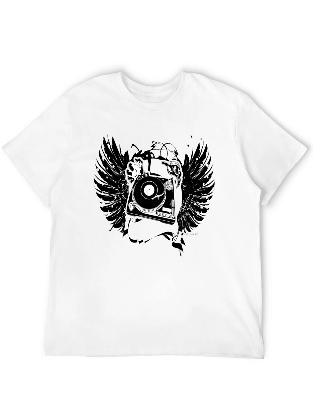 DJ Turntable Wings Black Graphic Tee