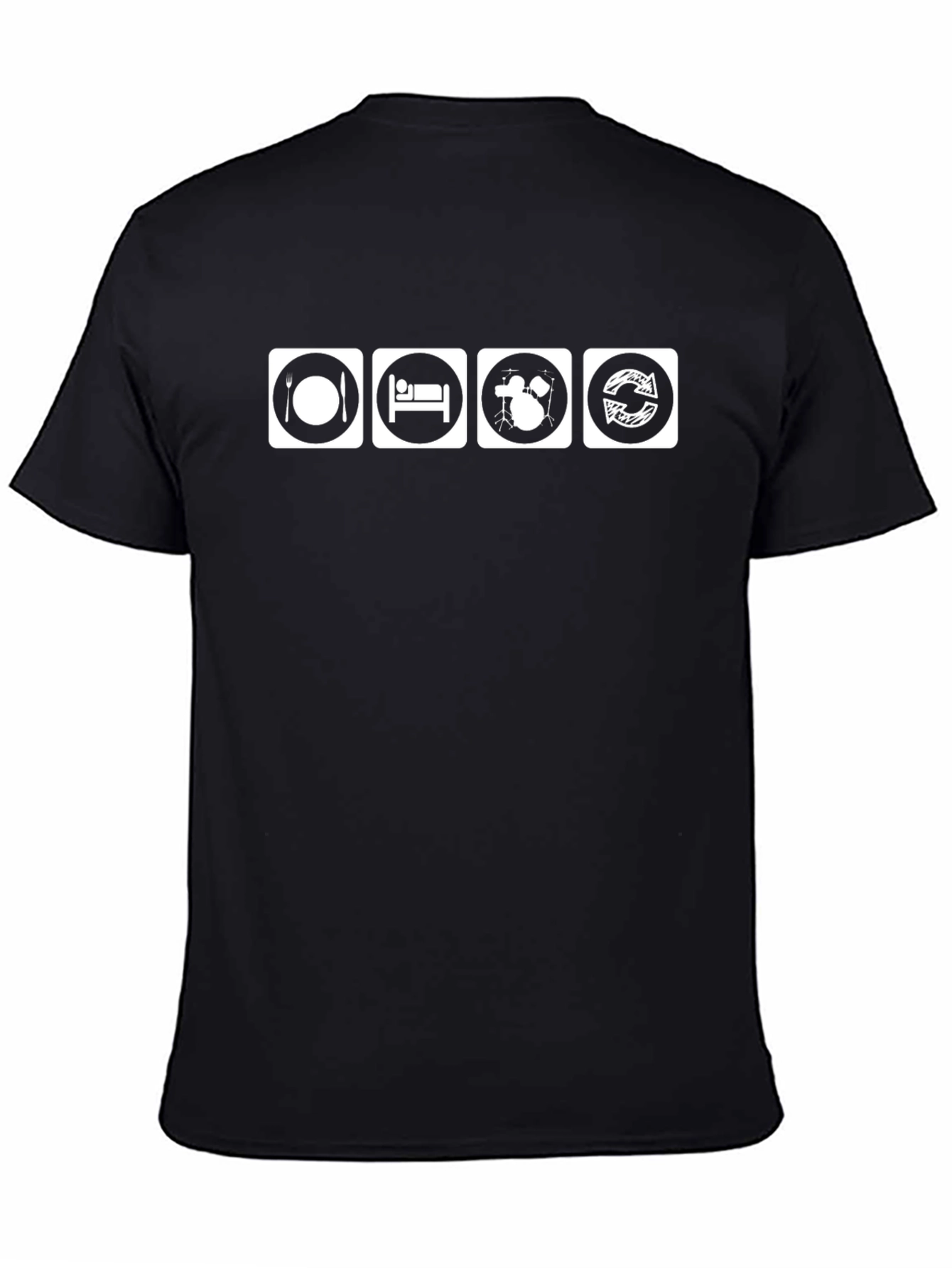 Eat Sleep Drums Repeat Black T-Shirt
