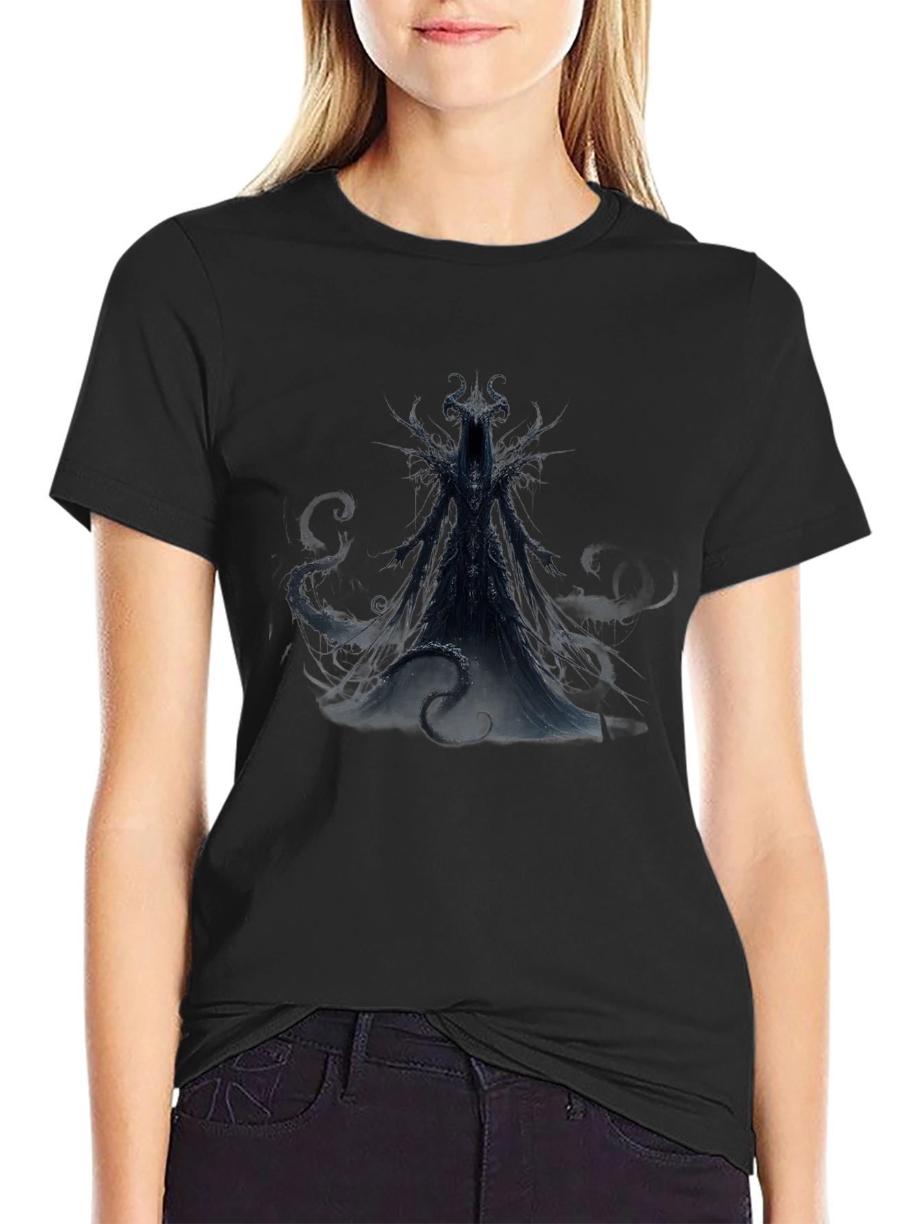 Dark Figure Graphic Print Black T-Shirt