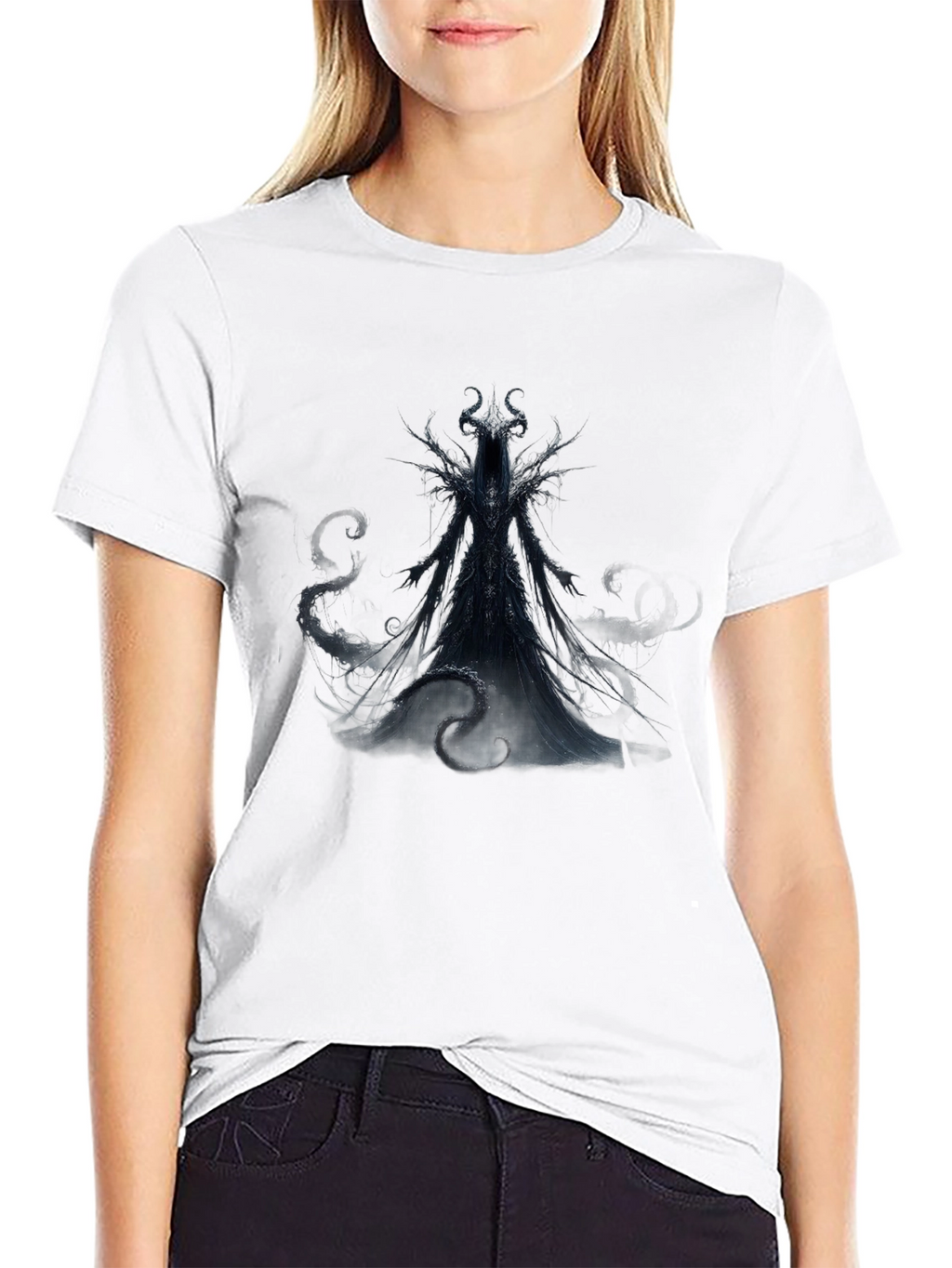Dark Figure Graphic Print Black T-Shirt