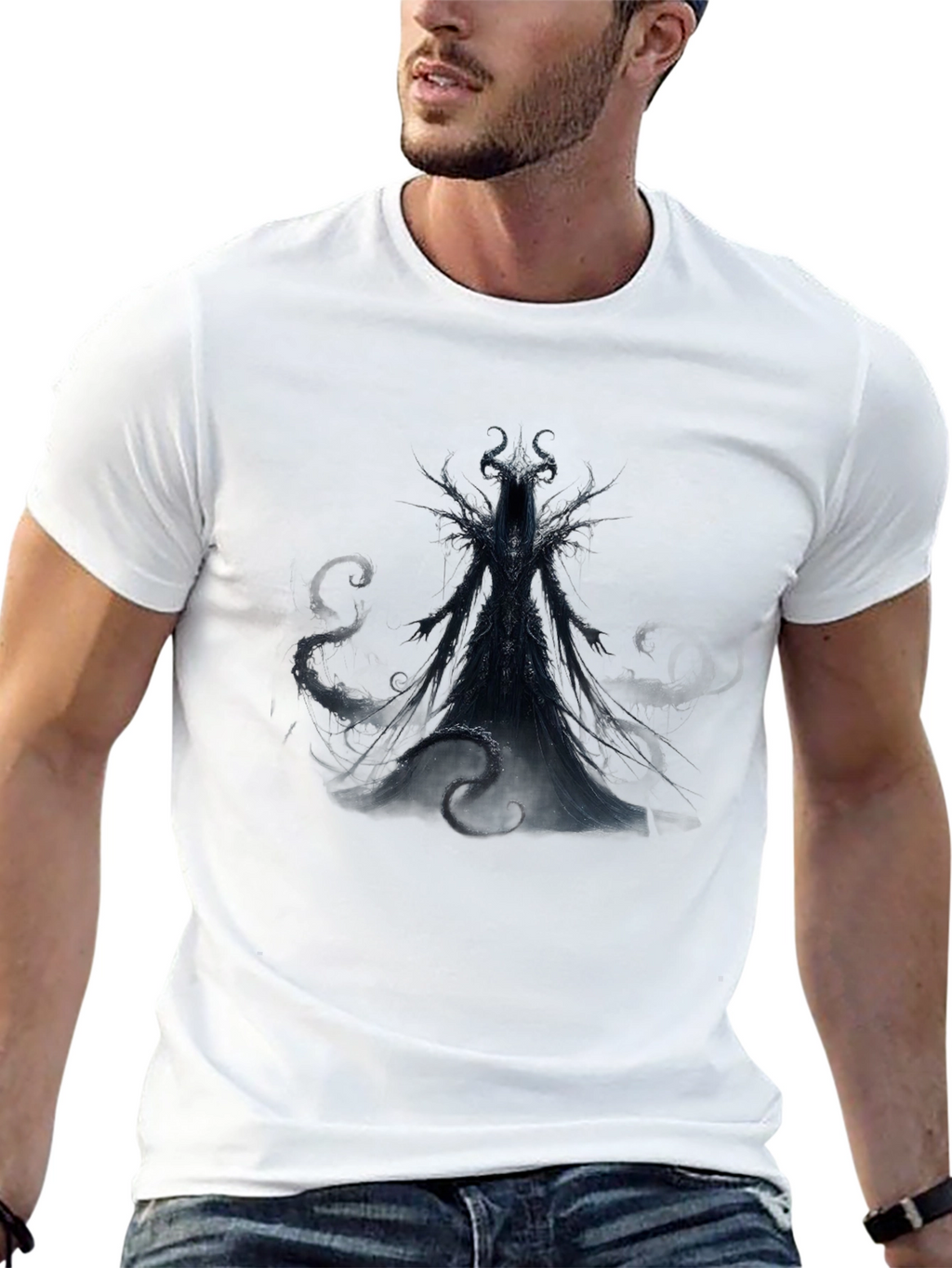 Dark Figure Graphic Print Black T-Shirt