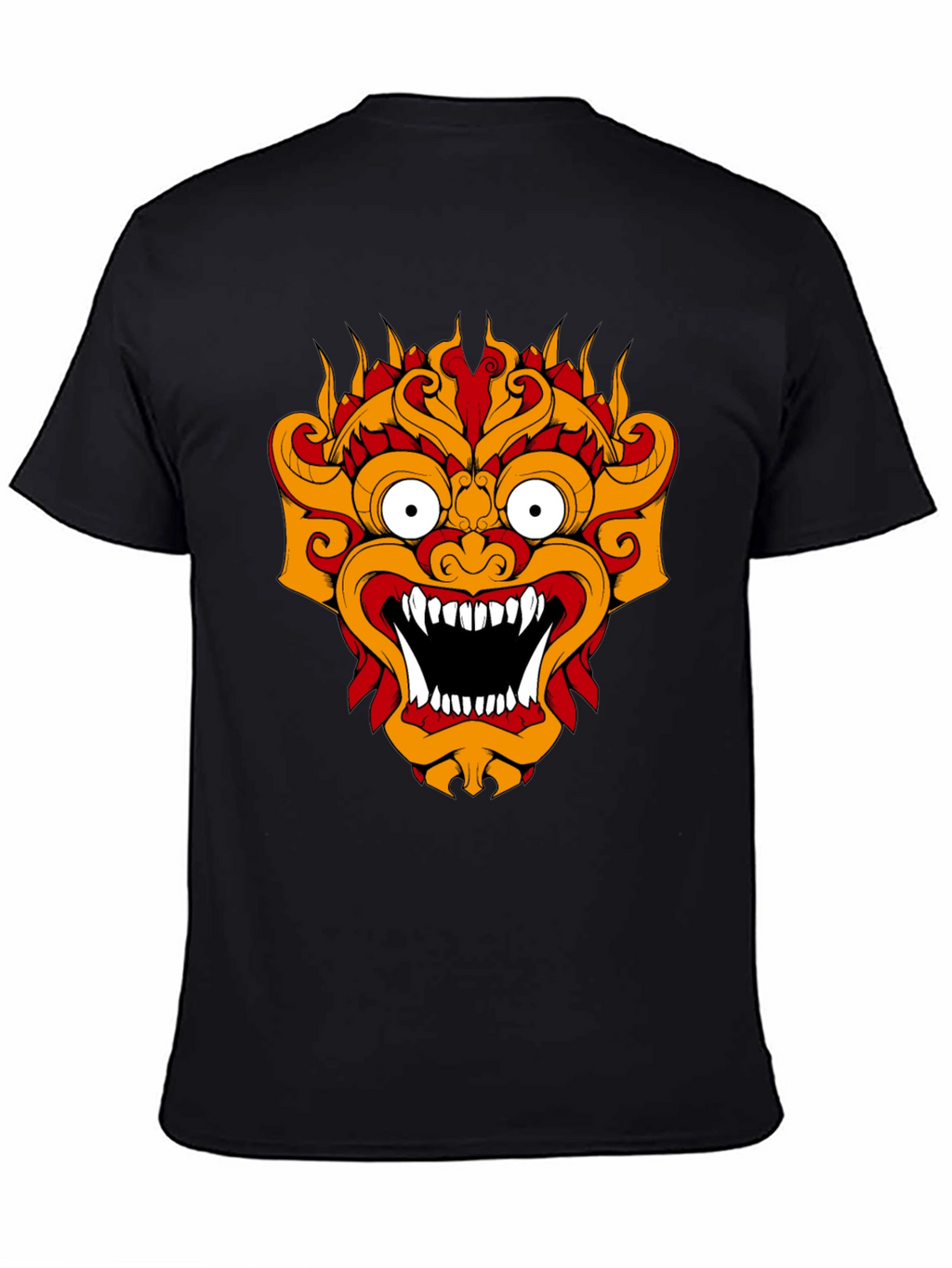 Black T-Shirt with Fiery Monster Graphic