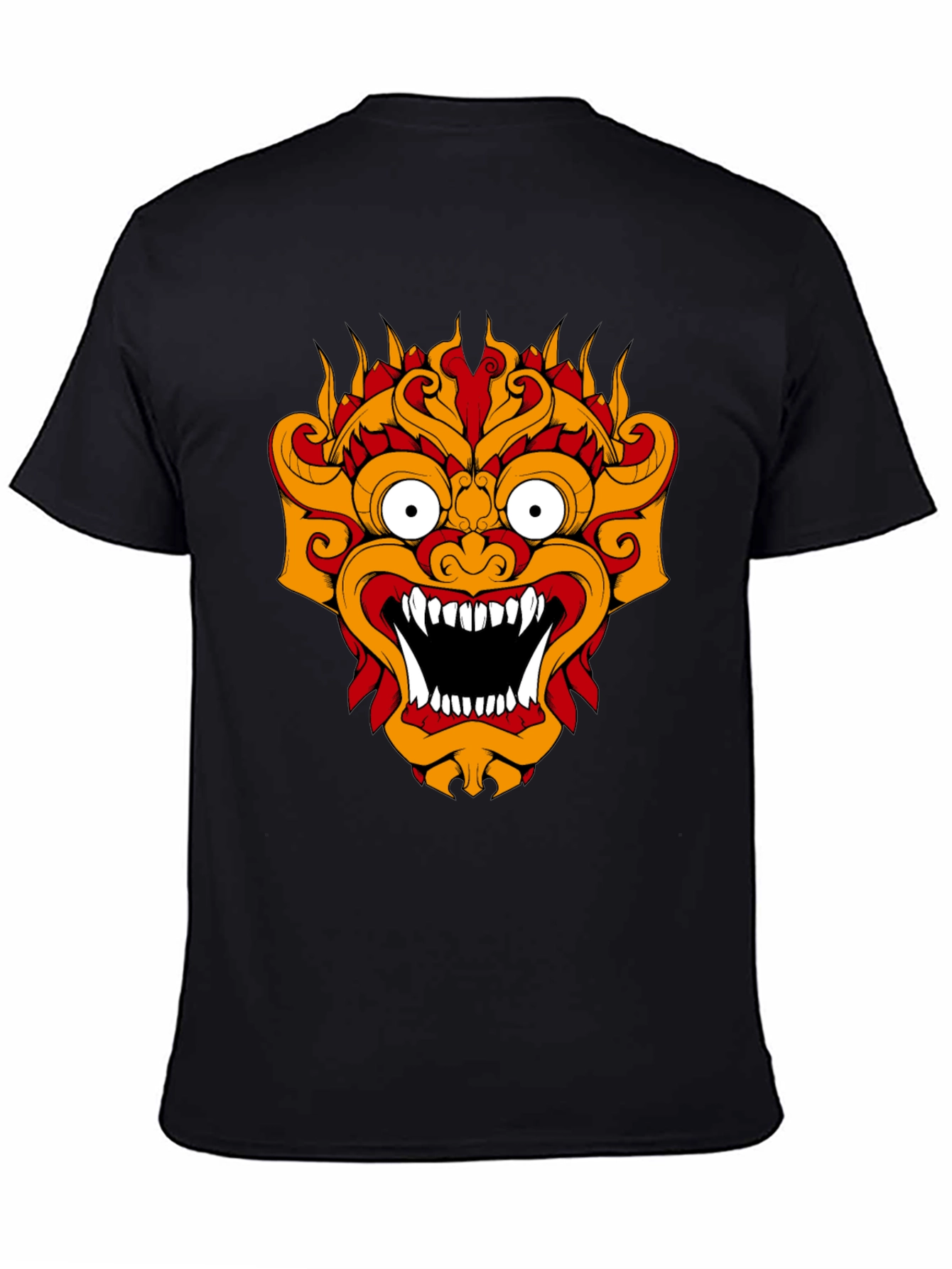 Black T-Shirt with Fiery Monster Graphic