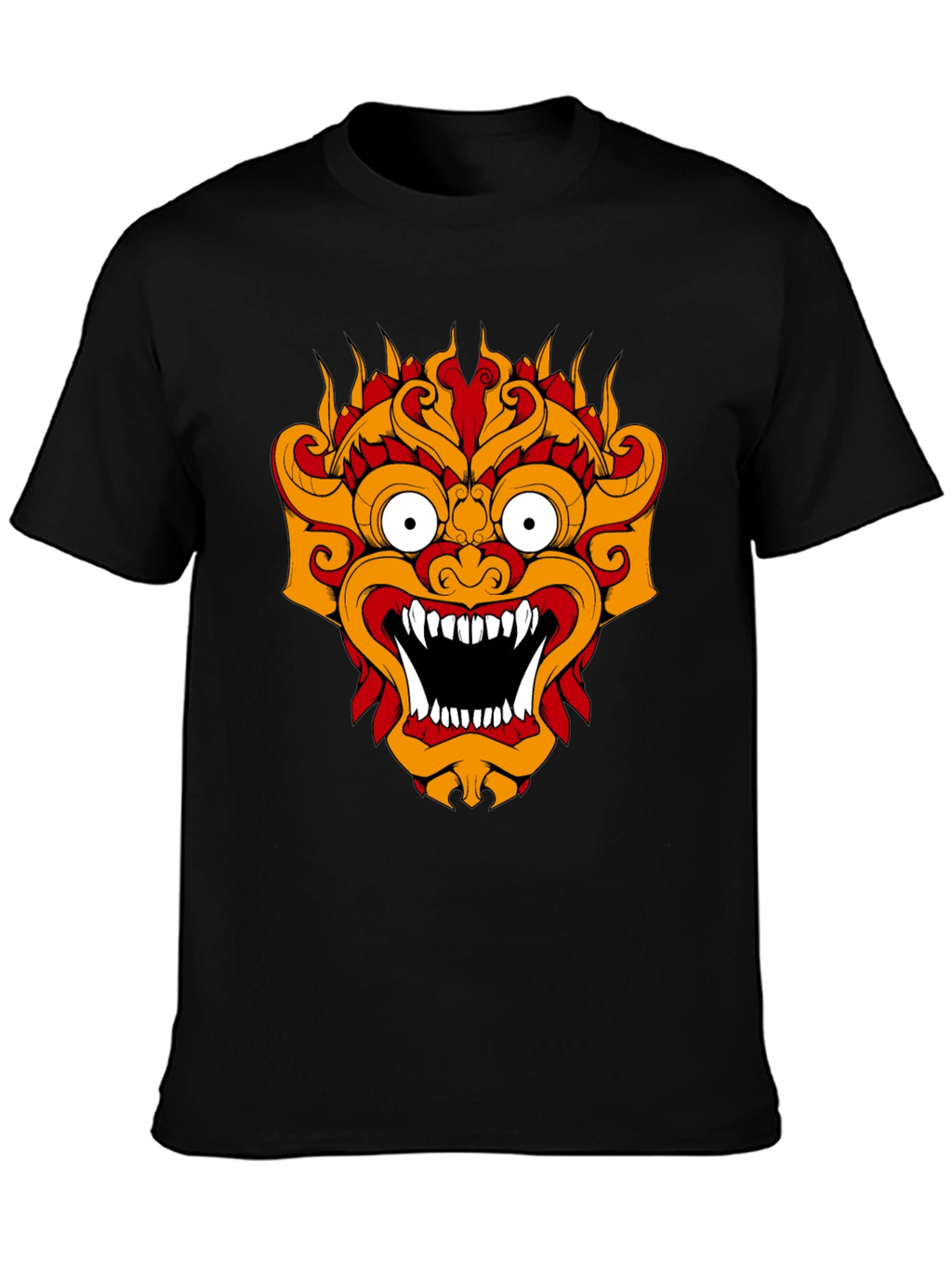 Black T-Shirt with Fiery Monster Graphic