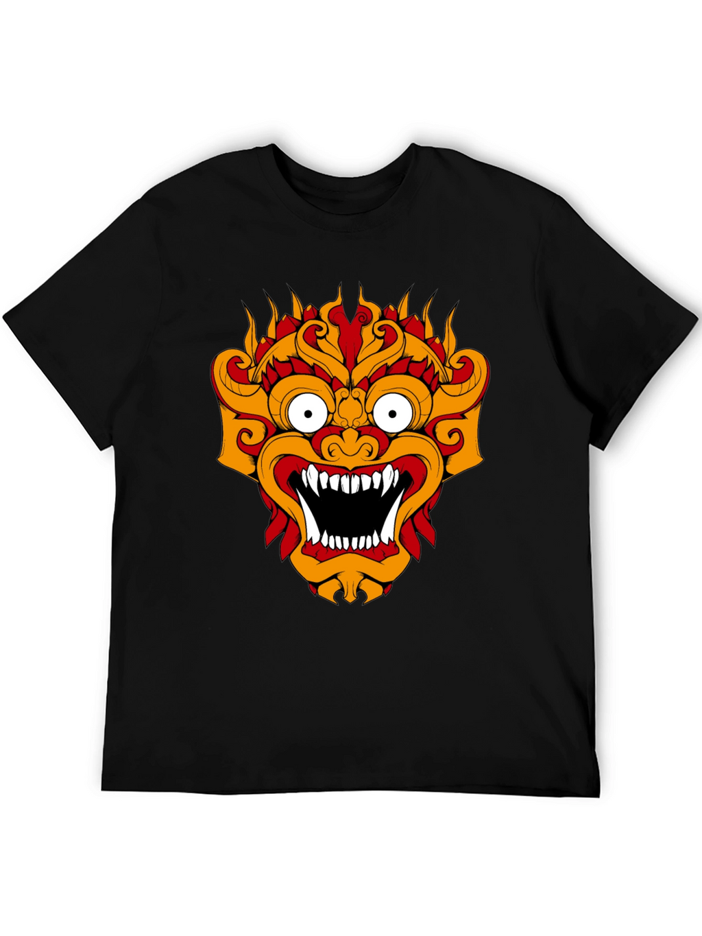 Black T-Shirt with Fiery Monster Graphic