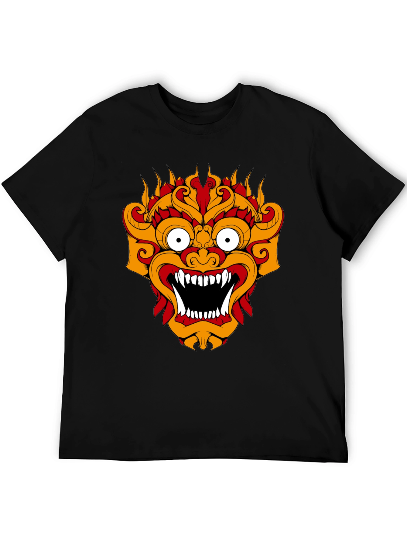Black T-Shirt with Fiery Monster Graphic