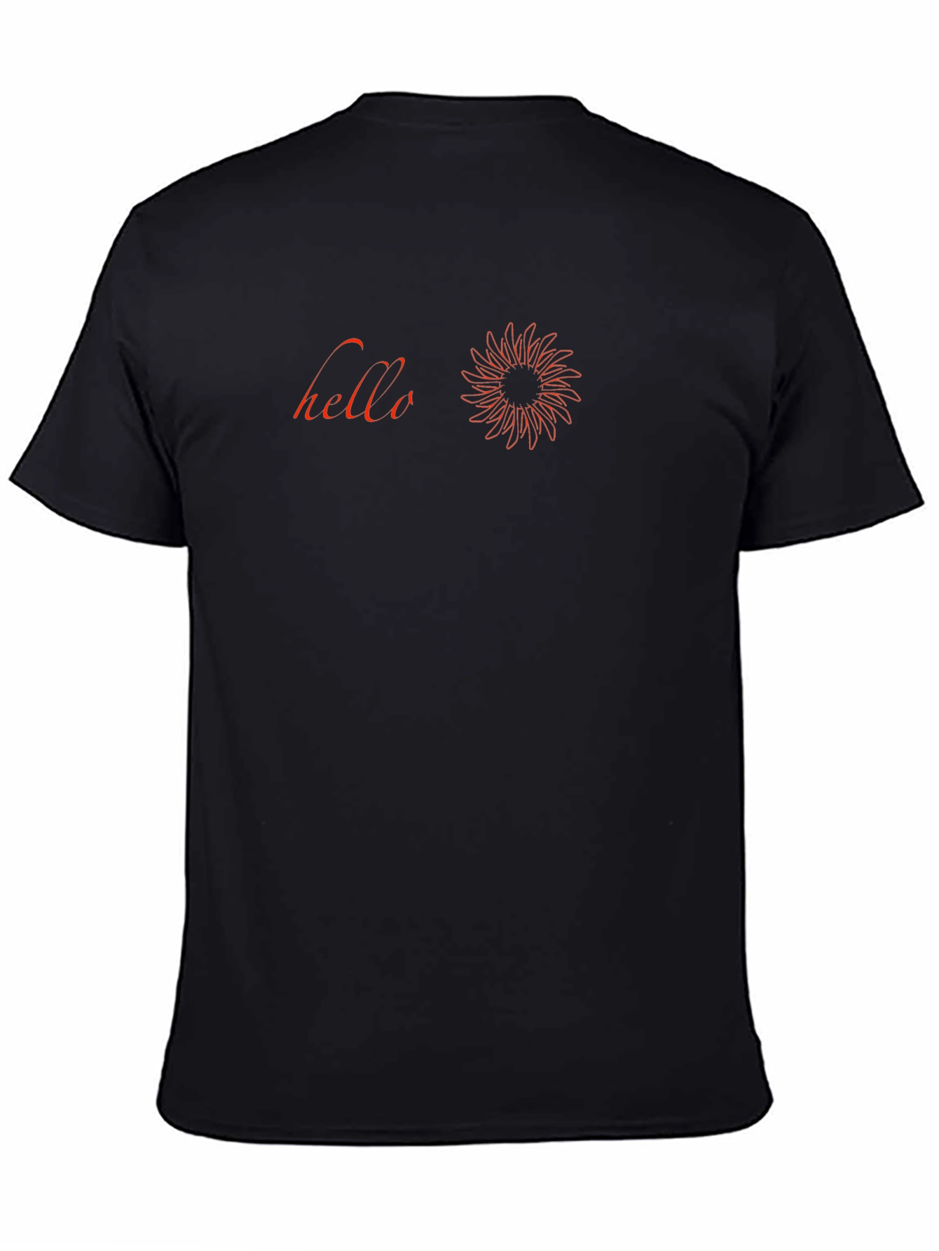Black T-Shirt with Red Hello & Graphic Print