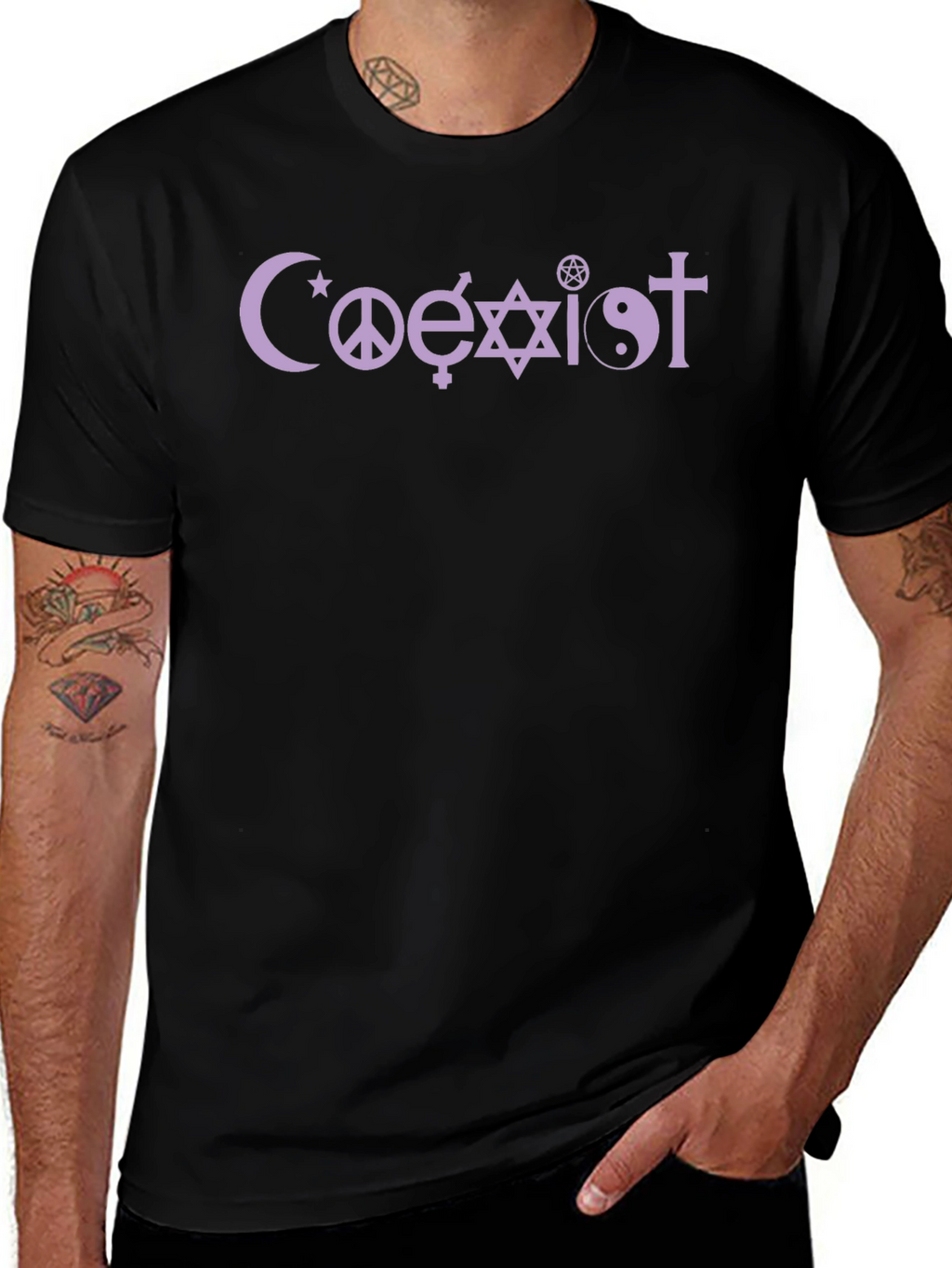 Coexist Graphic Print Black T-Shirt