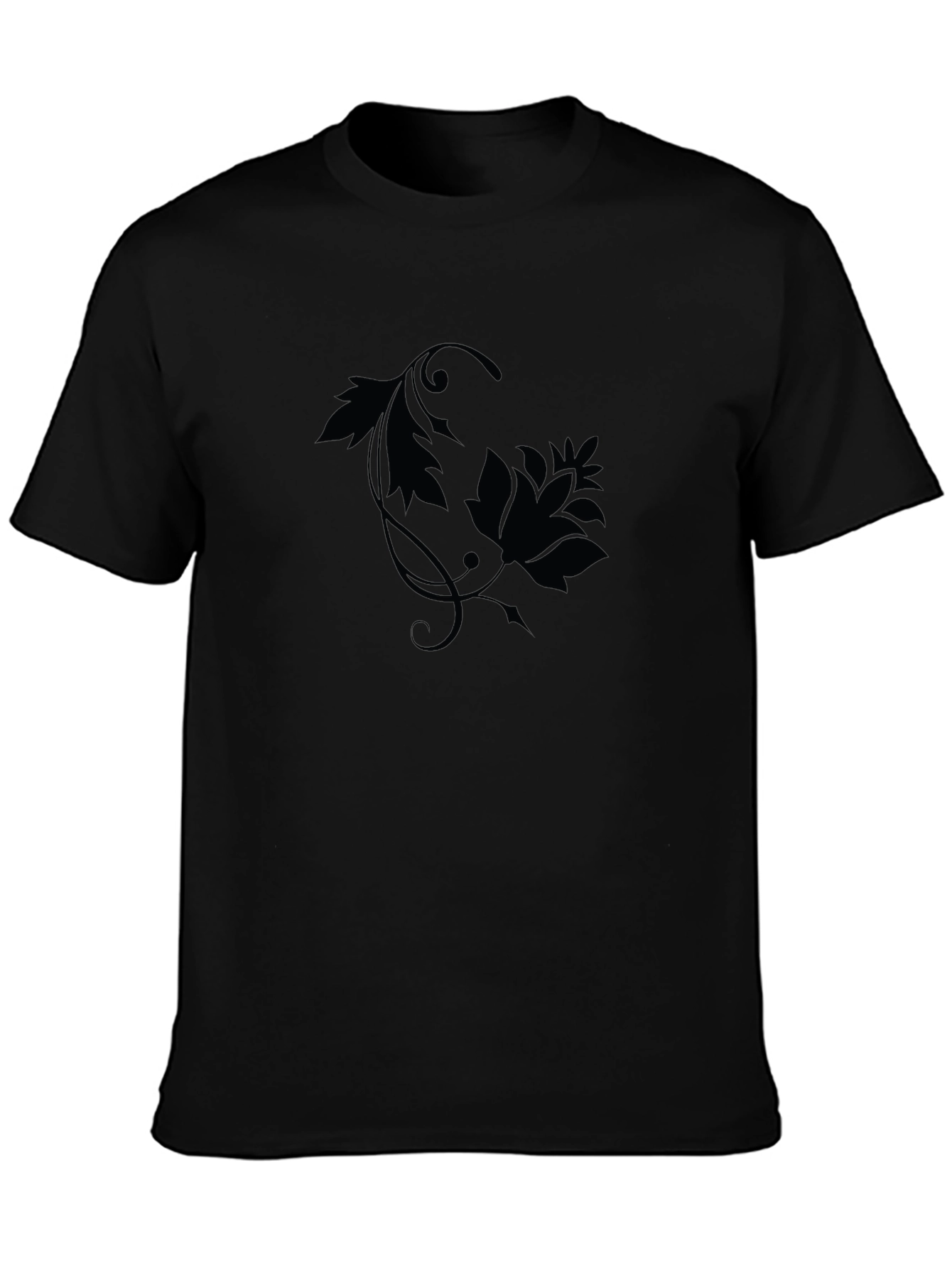 Black Floral Print Crew Neck T-Shirt