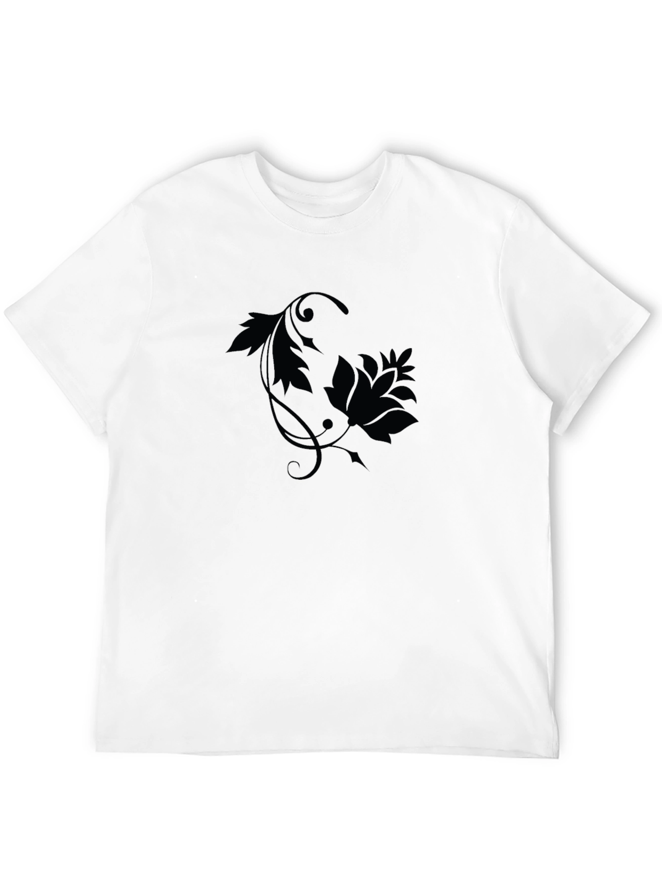Black Floral Print Crew Neck T-Shirt