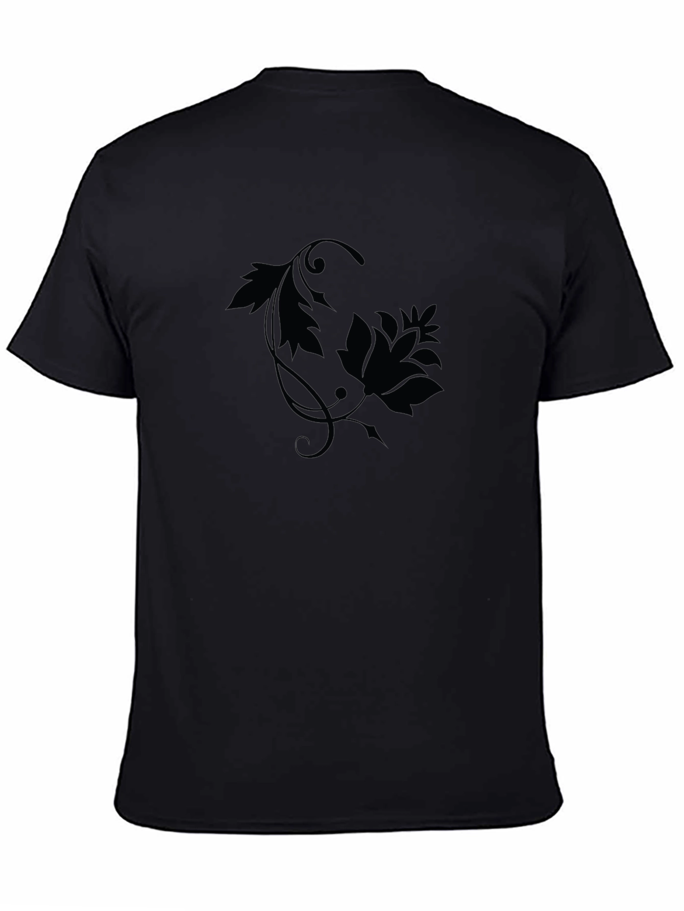 Black Floral Print Crew Neck T-Shirt