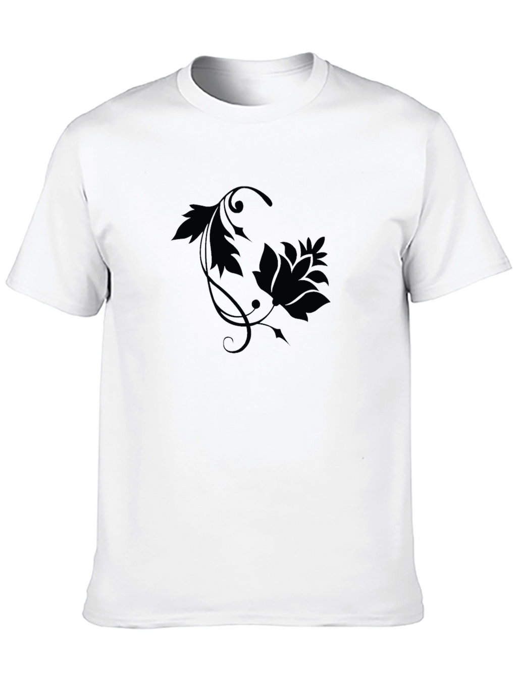 Black Floral Print Crew Neck T-Shirt