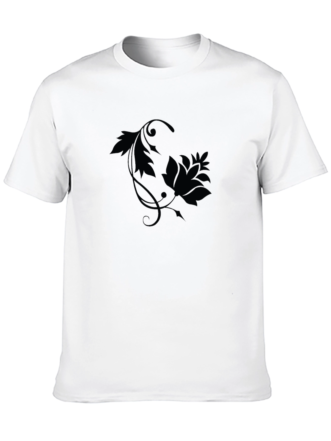 Black Floral Print Crew Neck T-Shirt