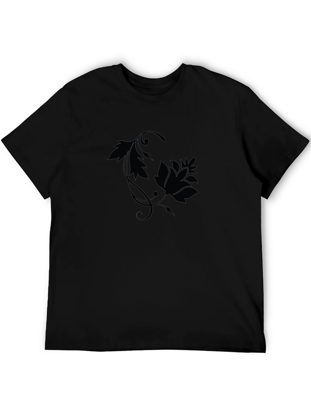 Black Floral Print Crew Neck T-Shirt