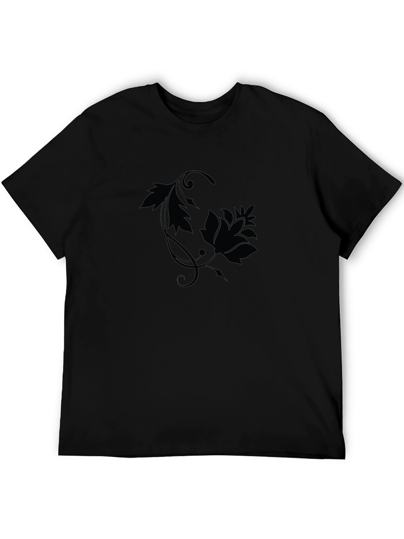 Black Floral Print Crew Neck T-Shirt