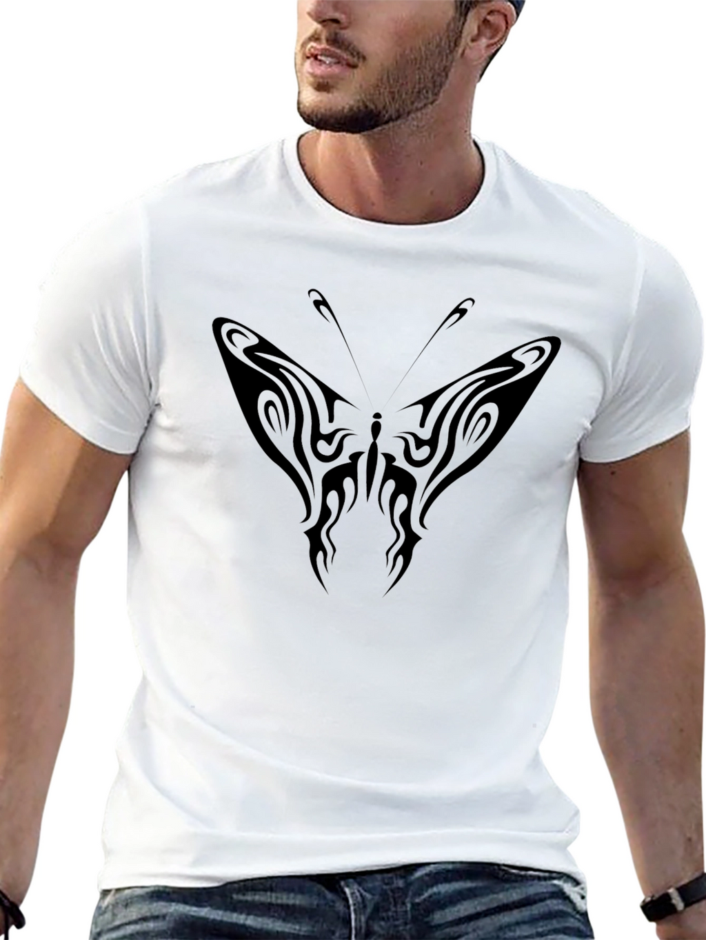 Tribal Butterfly Graphic Tee - Black