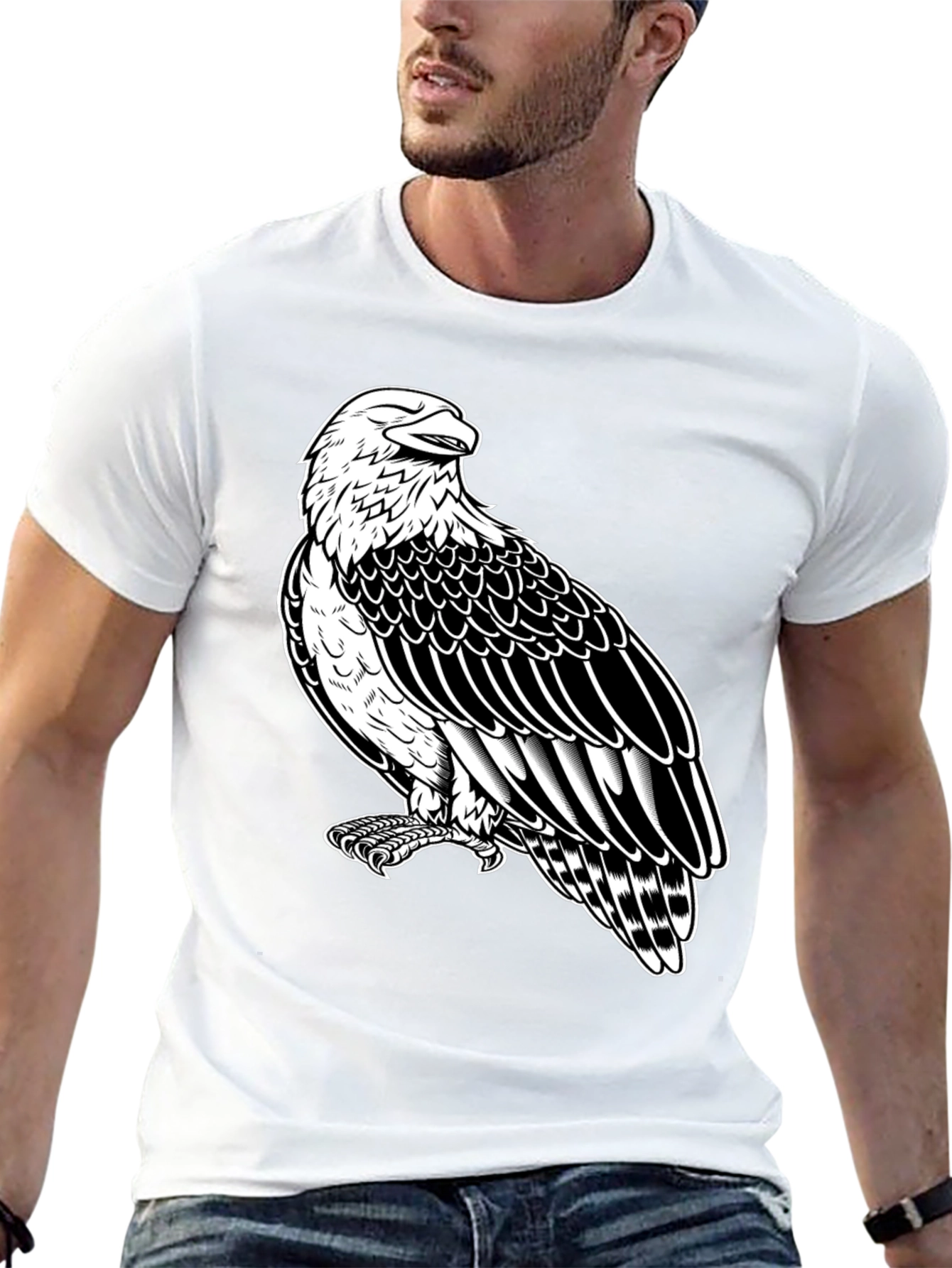 Eagle Graphic Tee - Black Cotton Shirt