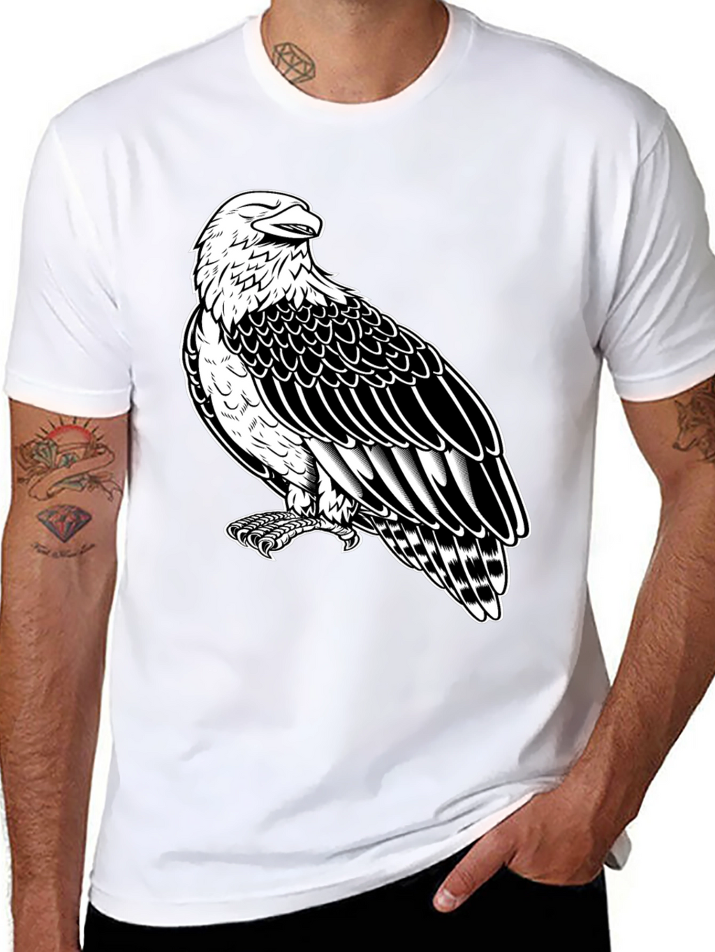Eagle Graphic Tee - Black Cotton Shirt