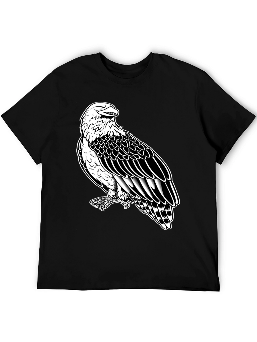 Eagle Graphic Tee - Black Cotton Shirt