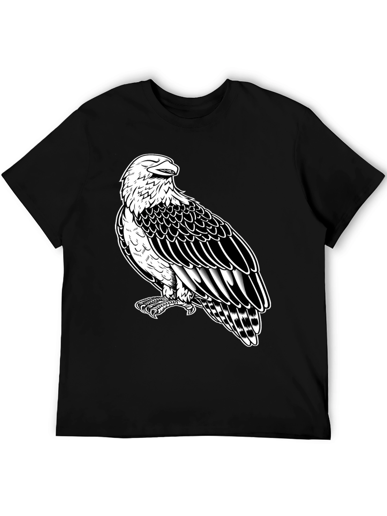 Eagle Graphic Tee - Black Cotton Shirt
