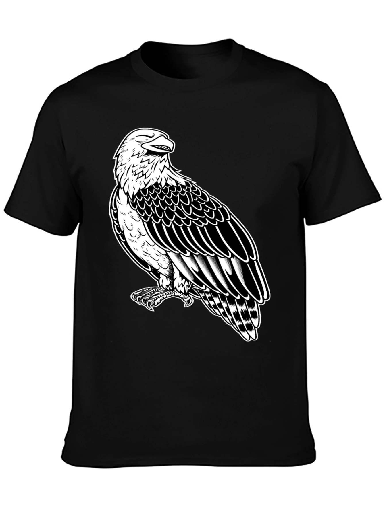 Eagle Graphic Tee - Black Cotton Shirt